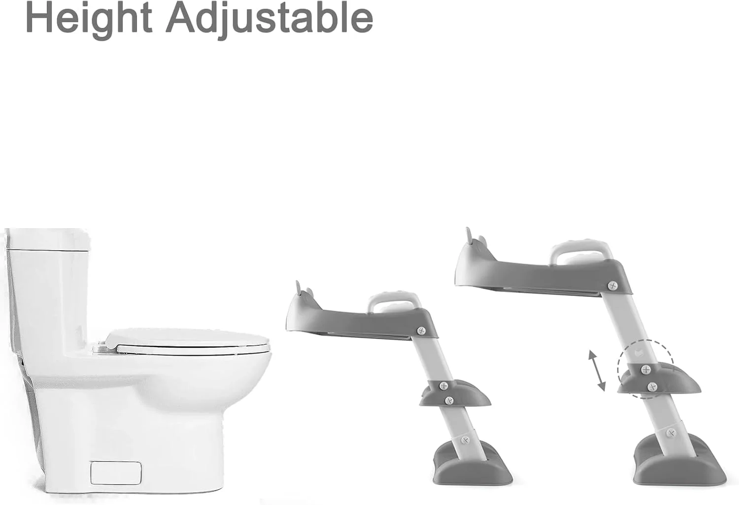 صندلی آموزشی توالت فرنگی پاندا ایر با نردبان پله‌ای، صندلی توالت فرنگی راحت و ایمن با پدهای ضد لغزش و نردبان برای کودکان پسر و دختر نوپا (خاکستری)