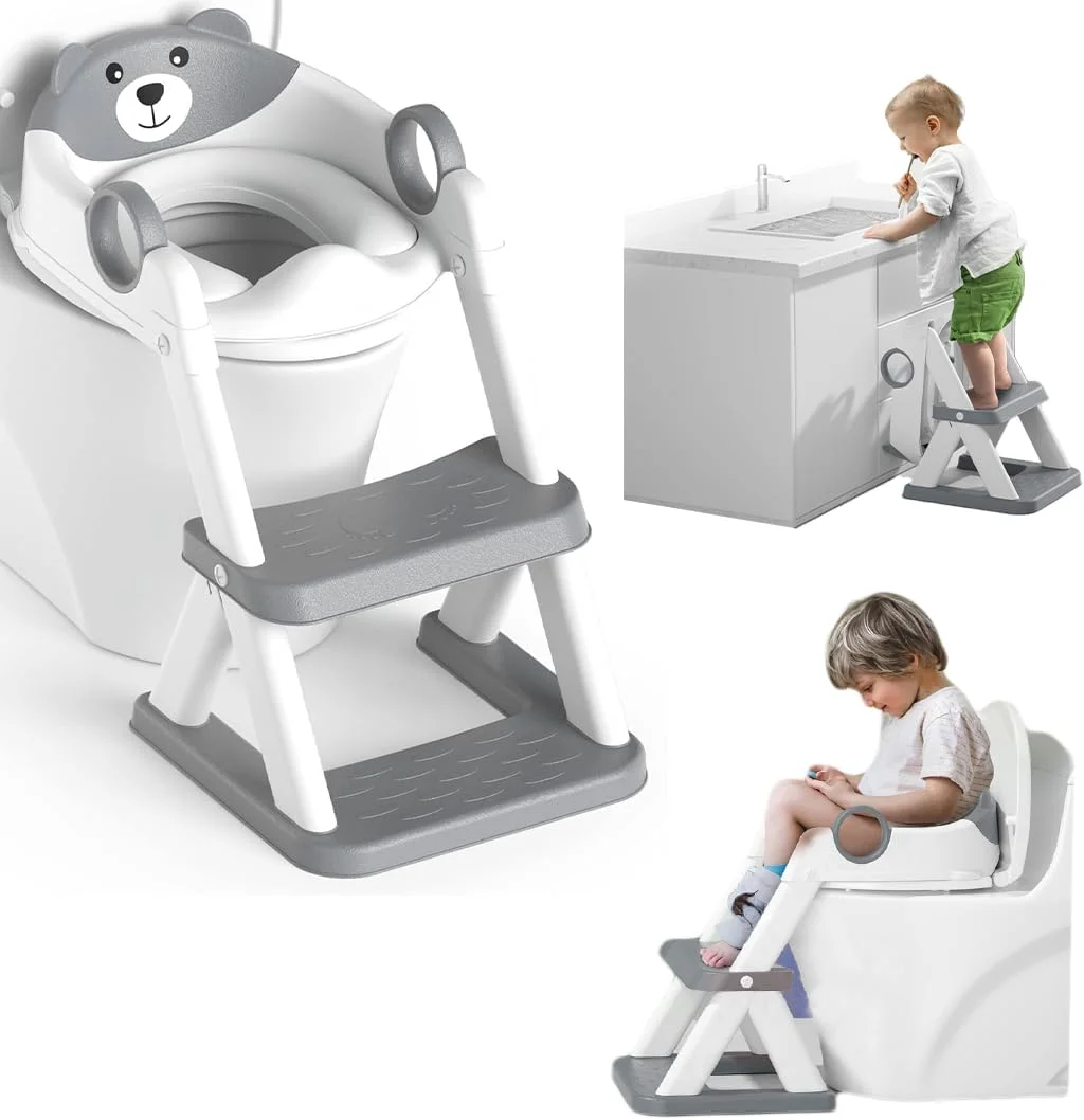صندلی آموزشی توالت کودک See You با پله – قابل تنظیم، ضد لغزش، تاشو – مناسب برای اکثر توالت ها (سفید و خاکستری) صندلی آموزشی توالت کودک See You با پله – قابل تنظیم، ضد لغزش، تاشو – مناسب برای اکثر توالت ها (سفید و خاکستری)