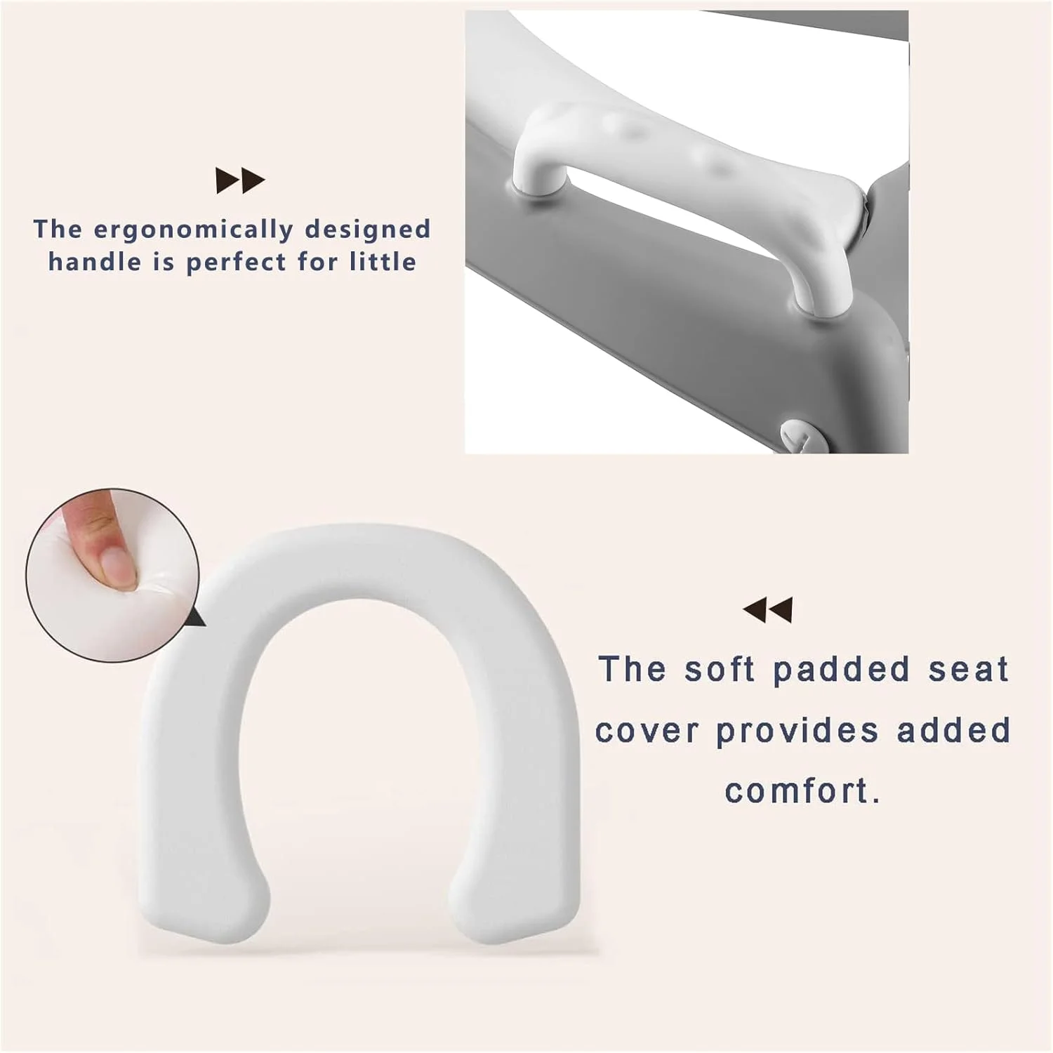 صندلی آموزشی توالت فرنگی پاندا ایر با نردبان پله‌ای، صندلی توالت فرنگی راحت و ایمن با پدهای ضد لغزش و نردبان برای کودکان پسر و دختر نوپا (خاکستری)