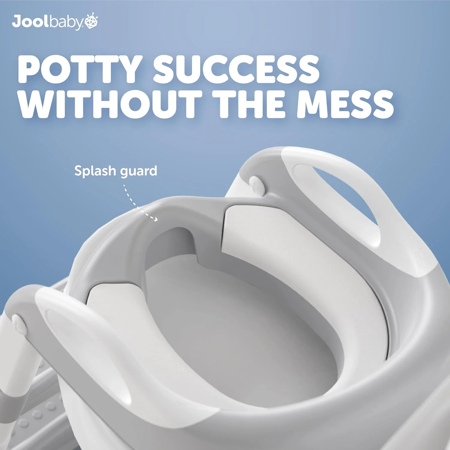 نردبان آموزش توالت فرنگی - صندلی نرم و بالشتکی، ارتفاع قابل تنظیم، تاشو، ضد لغزش با محافظ پاشش - آماده، قدم، برو! - جول بیبی