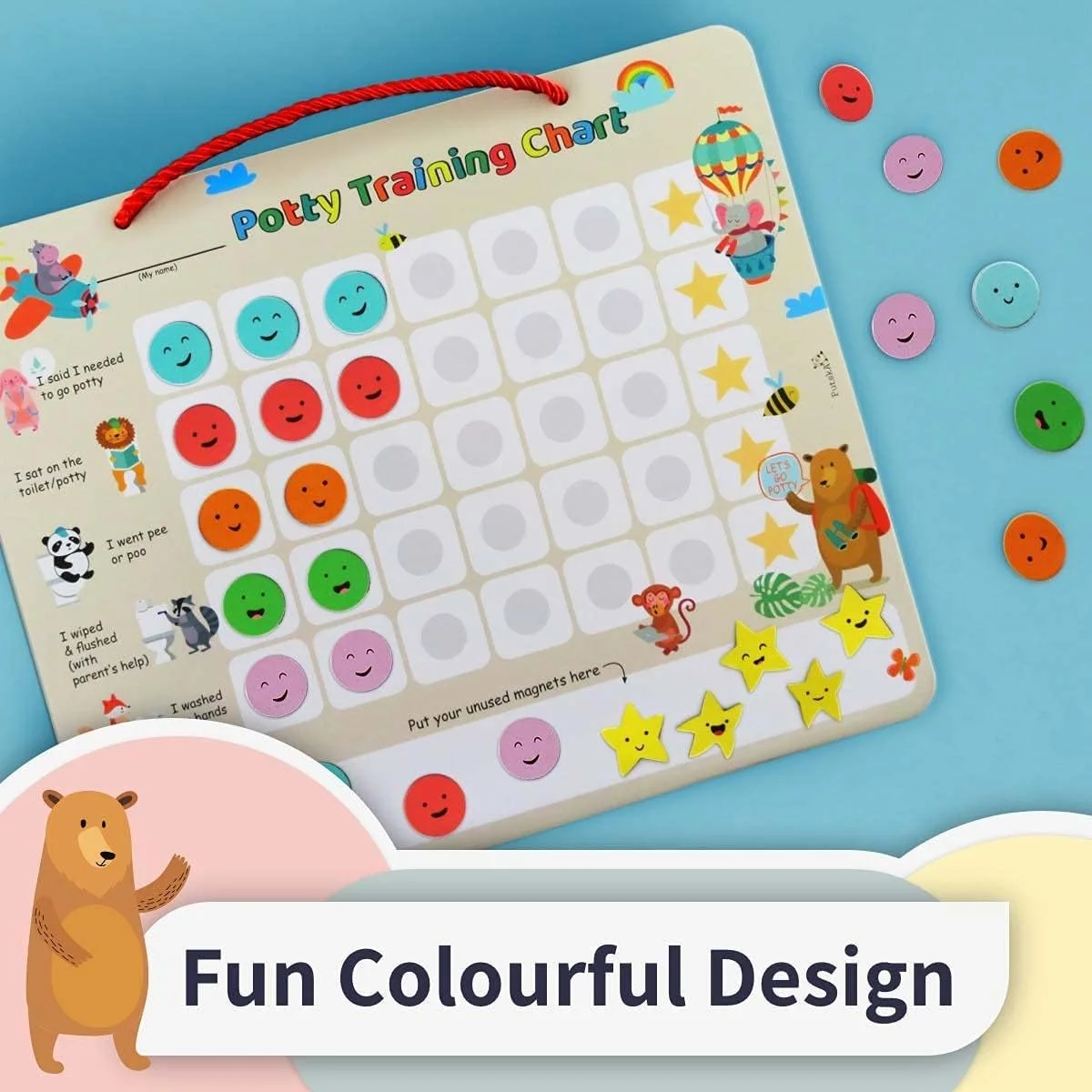 چارت آموزشی توالت رفتن مغناطیسی PutskA برای کودکان نوپا - چارت توالت با استیکرهای چند رنگ ایموجی و ستاره - آموزش توالت رفتن انگیزشی برای پسران و دختران (تم حیوانات) چارت آموزشی توالت رفتن مغناطیسی PutskA برای کودکان نوپا - چارت توالت با استیکرهای چند رنگ ایموجی و ستاره - آموزش توالت رفتن انگیزشی برای پسران و دختران (تم حیوانات)
