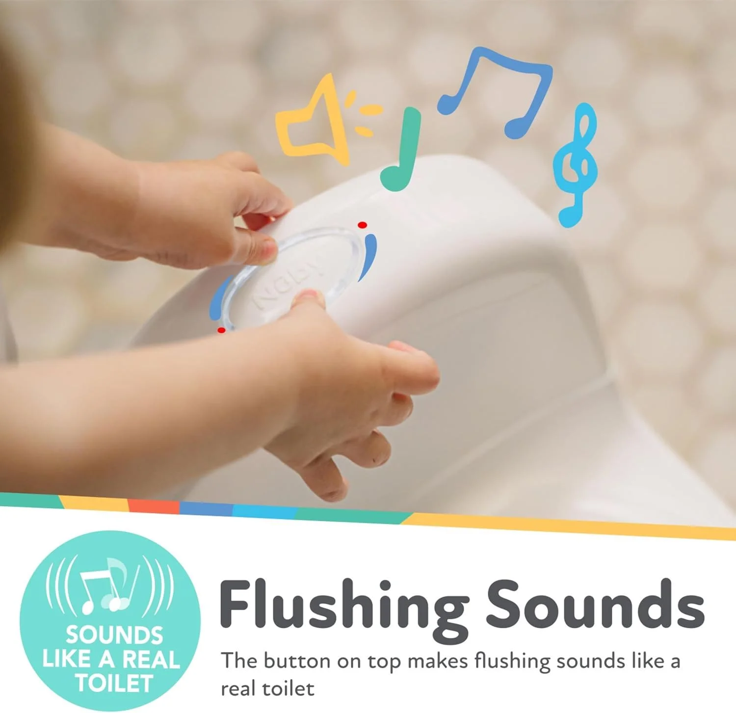 توالت آموزشی نوبی مدل My Real Potty با دکمه و صدای فلاش واقعی برای کودکان نوپا، سفید