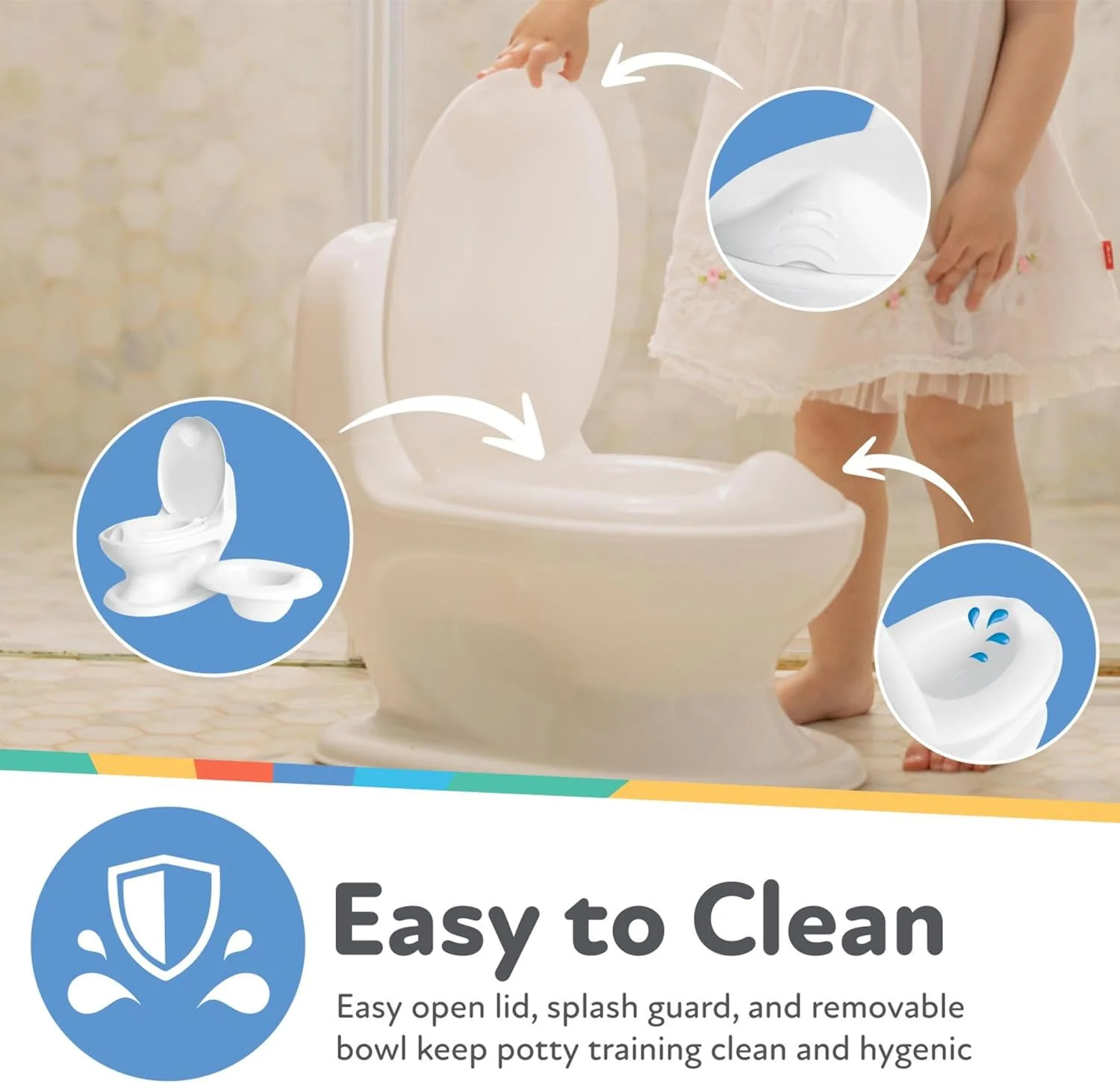 توالت آموزشی نوبی مدل My Real Potty با دکمه و صدای فلاش واقعی برای کودکان نوپا، سفید