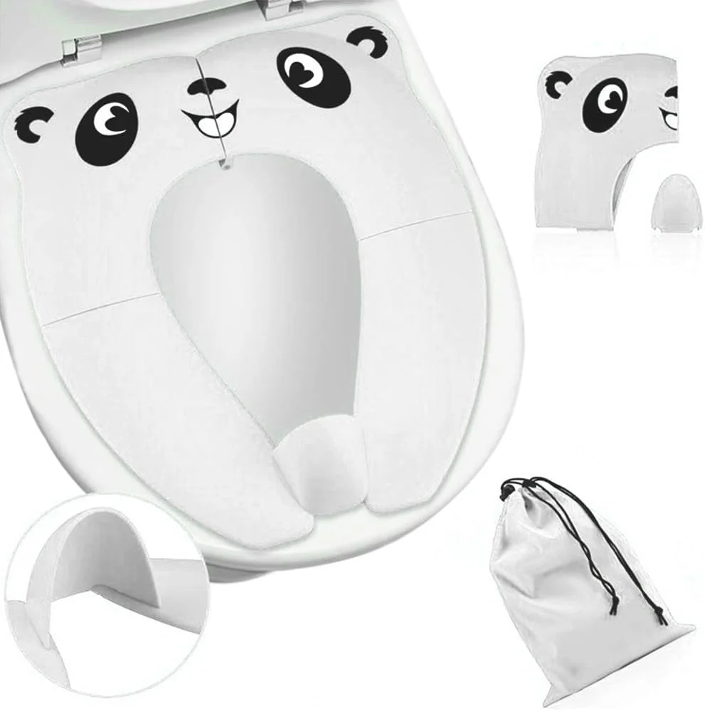صندلی توالت تاشو کودک LCHYI، صندلی آموزشی توالت قابل حمل برای کودکان نوپا، صندلی توالت مسافرتی پسرانه/دخترانه با تشک سیلیکونی ضد لغزش و 1 کیف حمل ضد آب (سفید)