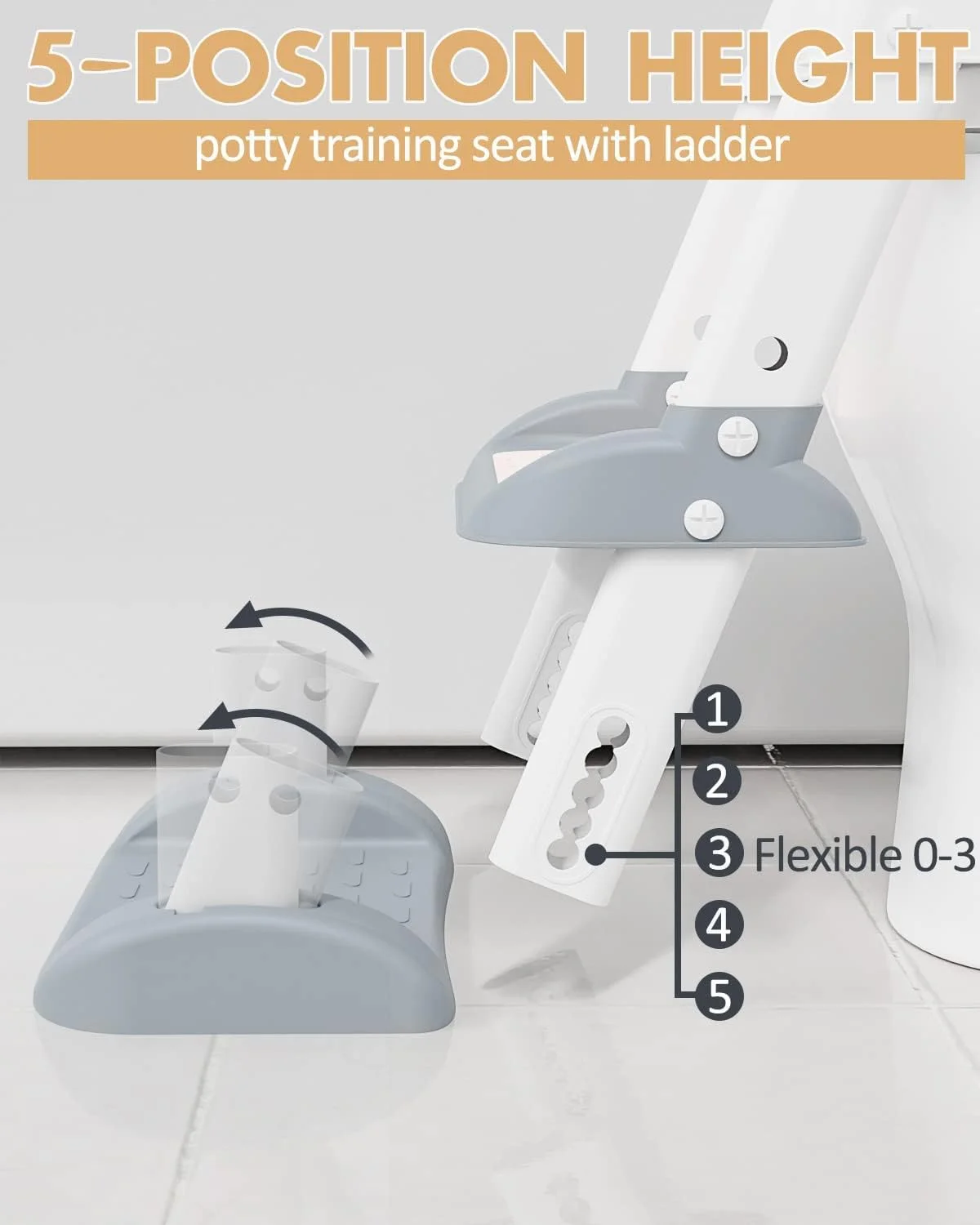 صندلی آموزشی توالت کودک 3 در 1 Monicayao با نردبان پله‌ای، صندلی توالت قابل تنظیم برای کودکان دختر و پسر، صندلی آموزشی تاشو با دستگیره‌های ایمن و کوسن نرم