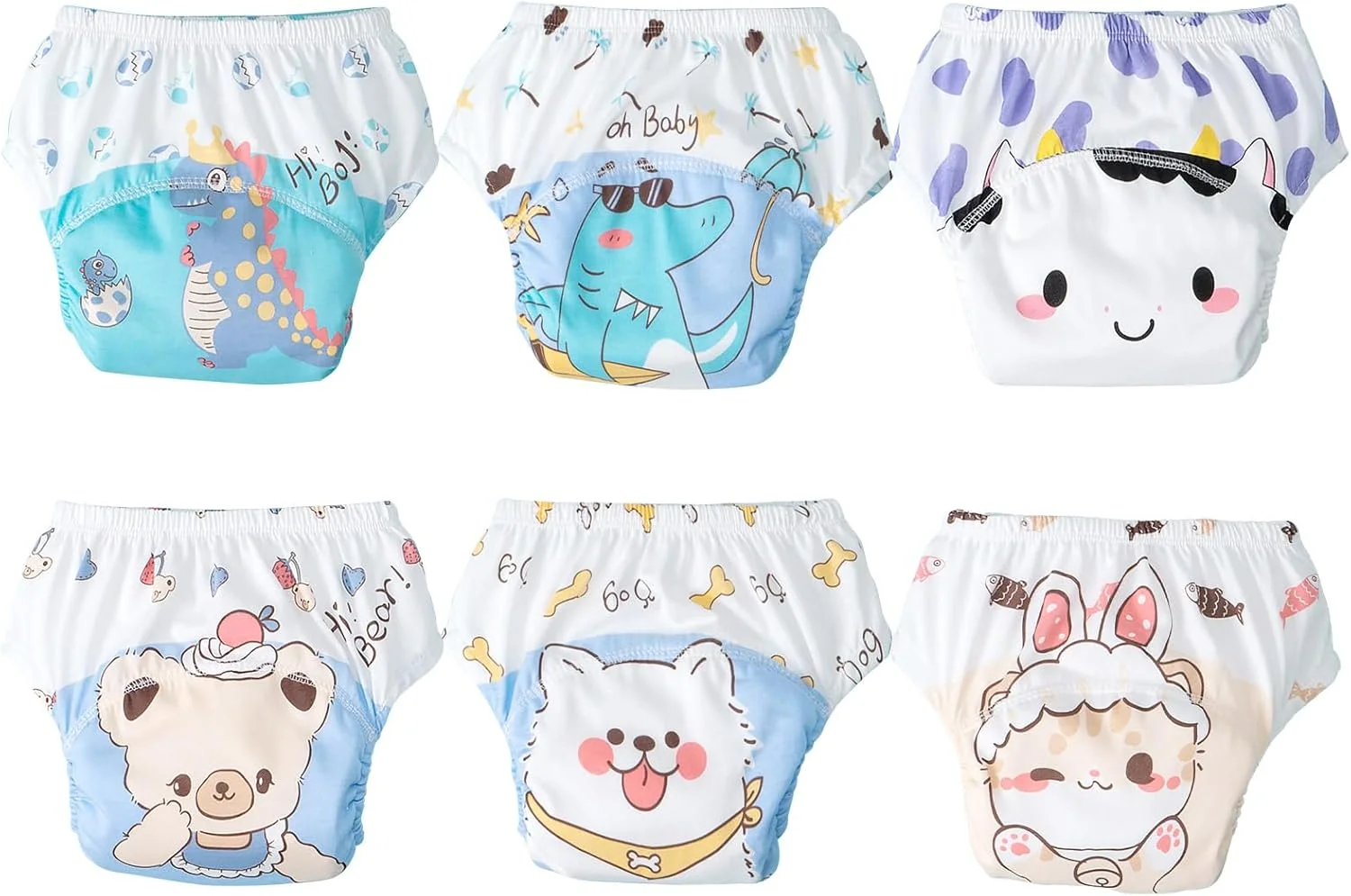 شورت آموزشی کودک هومارکت 6 عددی، لباس زیر آموزشی تنفسی، لباس زیر آموزشی کودک نوپا برای پسران و دختران 0-3 سال، شورت آموزشی پنبه ای با جذب قوی (حیوانات-2، 100)