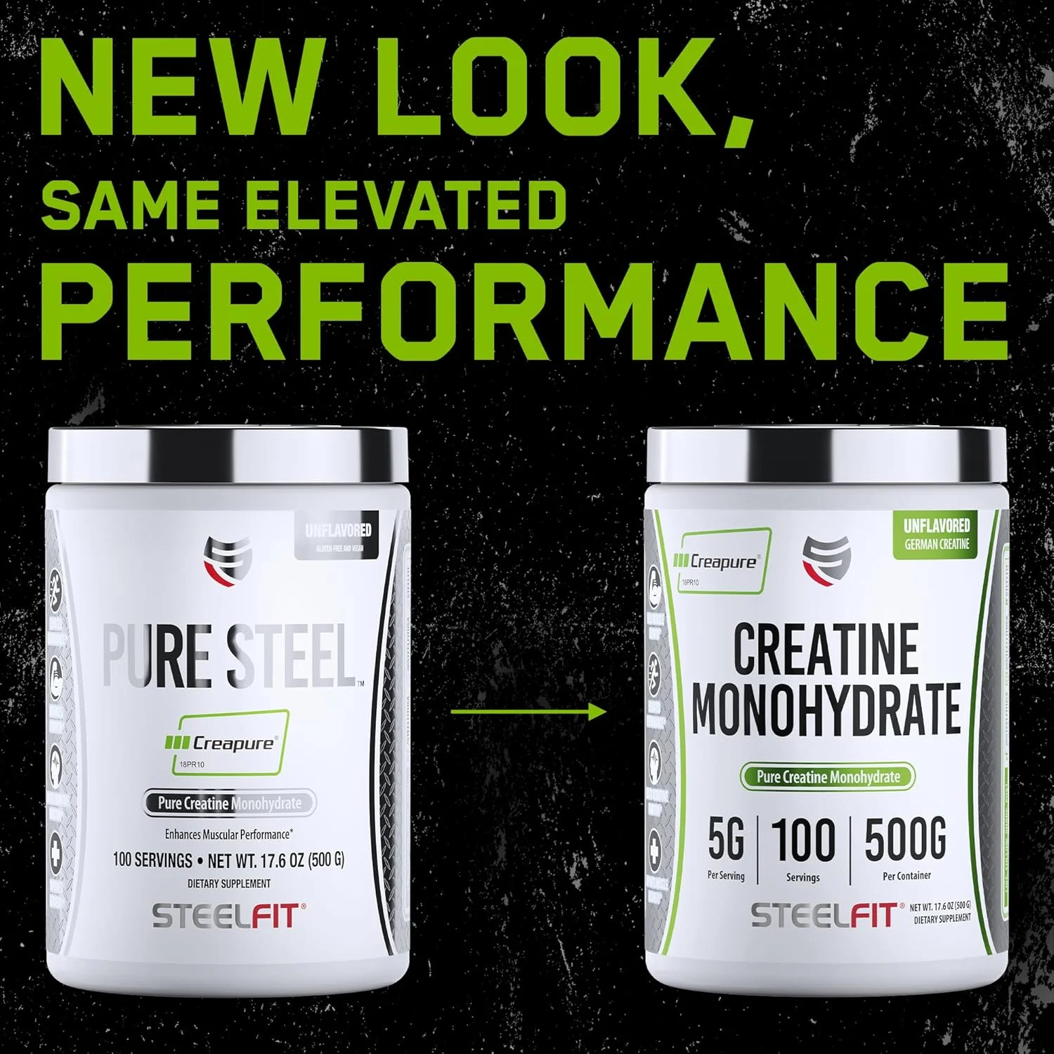 پودر کراتین مونوهیدرات Creapure استیل فیت، بدون طعم - پودر کراتین میکرونیزه آلمانی برای مردان و زنان - مکمل های غذایی تمرینات ورزشی برای افزایش عضله، سلامت مغز و افزایش قدرت