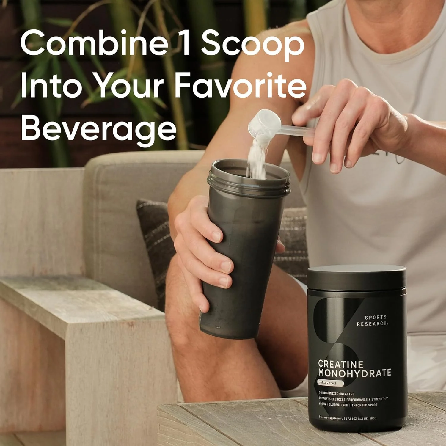 کراتین مونوهیدرات Sports Research - افزایش حجم عضلانی، بهبود عملکرد و قدرت و پشتیبانی از ریکاوری تمرین - 5 گرم کراتین میکرونیزه - 300 گرم