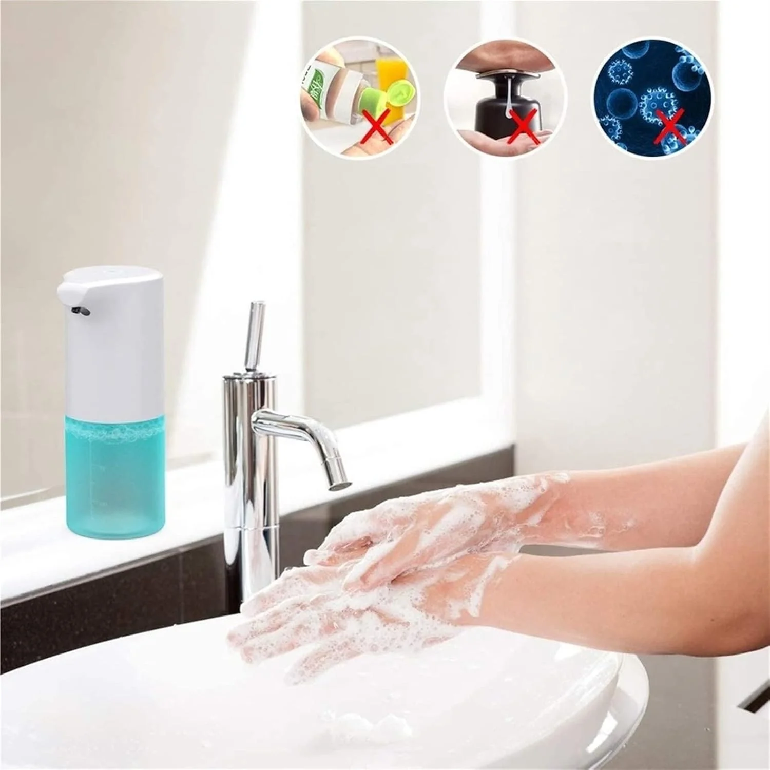 مایع ریز اتوماتیک صابون TEDNIDS، مناسب برای صابون، شامپو و مایع ظرفشویی، ضد آب، مناسب برای حمام، آشپزخانه و هتل مایع ریز اتوماتیک صابون TEDNIDS، مناسب برای صابون، شامپو و مایع ظرفشویی، ضد آب، مناسب برای حمام، آشپزخانه و هتل