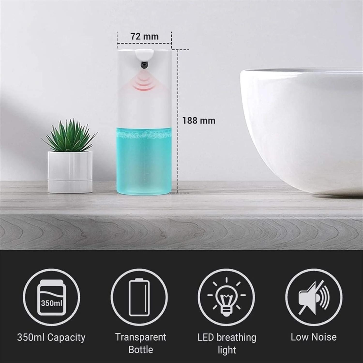 مایع ریز اتوماتیک صابون TEDNIDS، مناسب برای صابون، شامپو و مایع ظرفشویی، ضد آب، مناسب برای حمام، آشپزخانه و هتل مایع ریز اتوماتیک صابون TEDNIDS، مناسب برای صابون، شامپو و مایع ظرفشویی، ضد آب، مناسب برای حمام، آشپزخانه و هتل