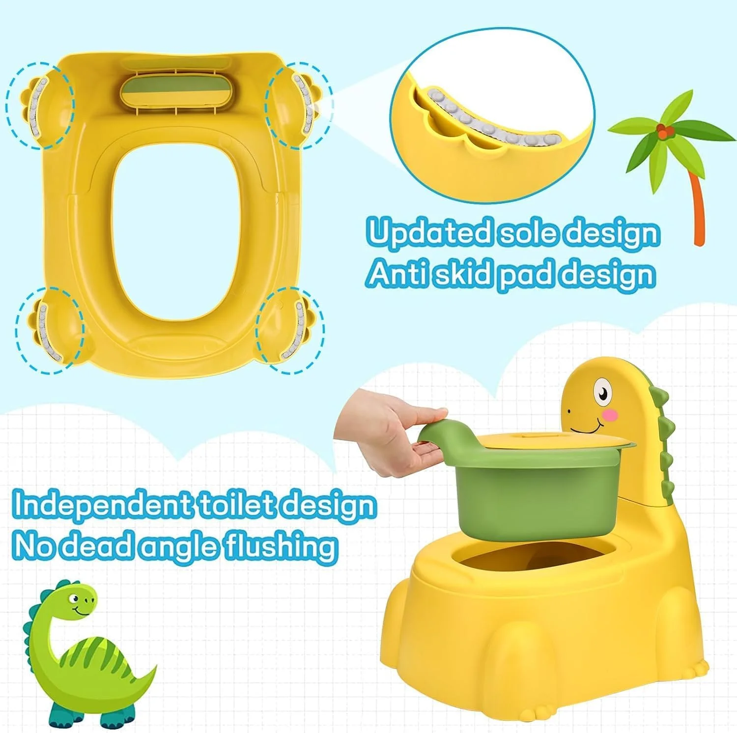 توالت آموزشی کودک فالاهوم، صندلی توالت طرح دایناسور با زیرانداز لاستیکی ضد لغزش برای کودکان نوپا، صندلی توالت قابل حمل برای نوزادان و کودکان (زرد) توالت آموزشی کودک فالاهوم، صندلی توالت طرح دایناسور با زیرانداز لاستیکی ضد لغزش برای کودکان نوپا، صندلی توالت قابل حمل برای نوزادان و کودکان (زرد)