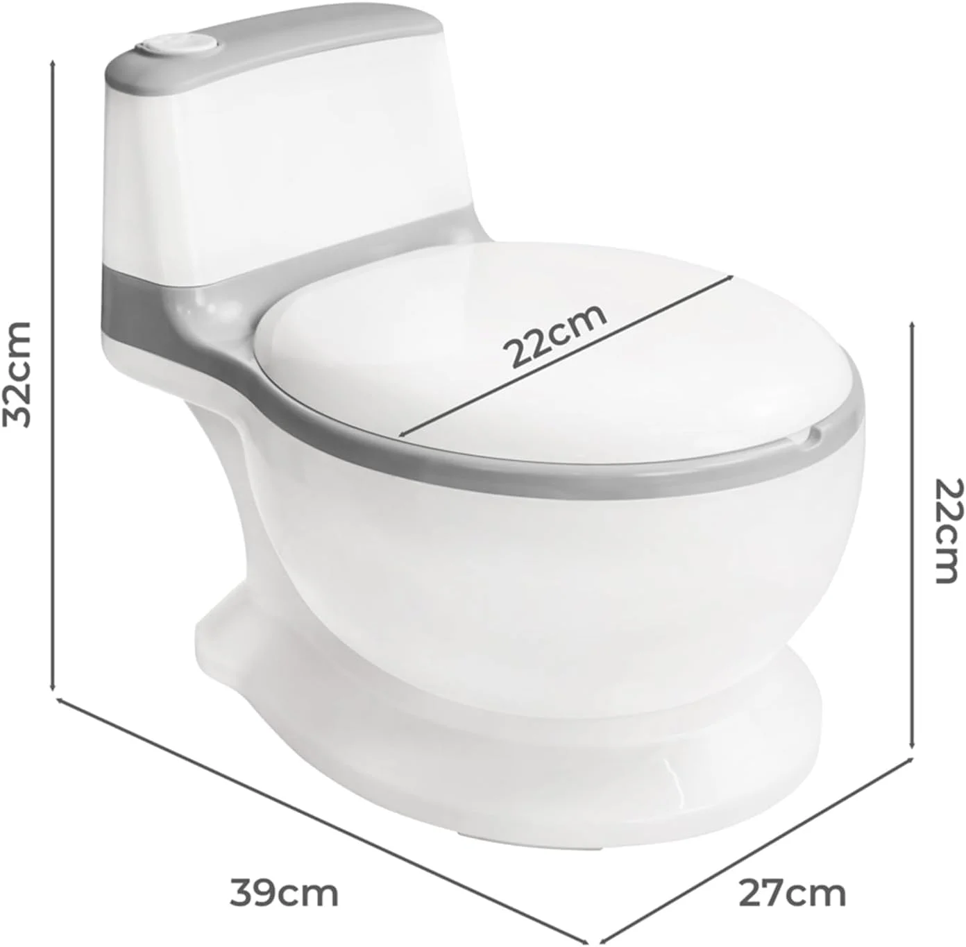 صندلی آموزشی توالت کودک Fohome، صندلی نرم و ضد لغزش PU و محافظ پاشش، توالت فرنگی کودکانه با درب و پشتی (خاکستری)