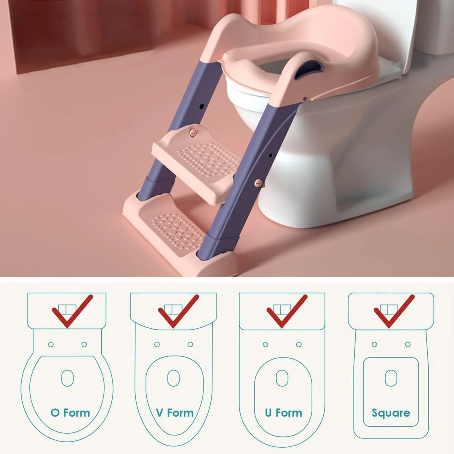 صندلی توالت آموزشی کودک ECVV، قابل تنظیم، ضد لغزش، تاشو با نردبان، قابل استفاده در اکثر توالت ها، تحمل وزن 75 کیلوگرم، مناسب برای کودکان در سنین مختلف صندلی توالت آموزشی کودک ECVV، قابل تنظیم، ضد لغزش، تاشو با نردبان، قابل استفاده در اکثر توالت ها، تحمل وزن 75 کیلوگرم، مناسب برای کودکان در سنین مختلف