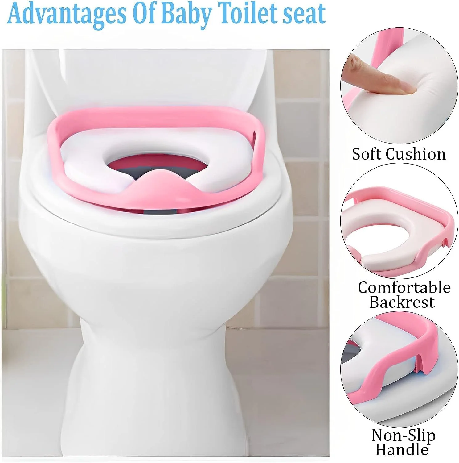 صندلی آموزشی توالت ECVV، صندلی توالت برای کودکان، صندلی توالت مسافرتی، صندلی توالت، برای دختران یا پسران، صندلی توالت آموزشی (صورتی)