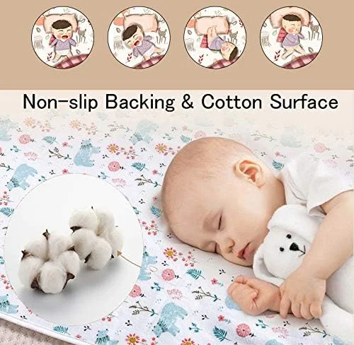 پد تخت ضد آب کودک COZUMO، پدهای شستشوی تخت خواب برای کودکان و نوپایان، پد آموزش توالت، تشک ضد آب کودک برای پارک بازی/تخت نوزاد/تخت کوچک، زیراندازهای بی اختیاری قابل استفاده مجدد برای کودکان/بزرگسالان/حیوانات خانگی