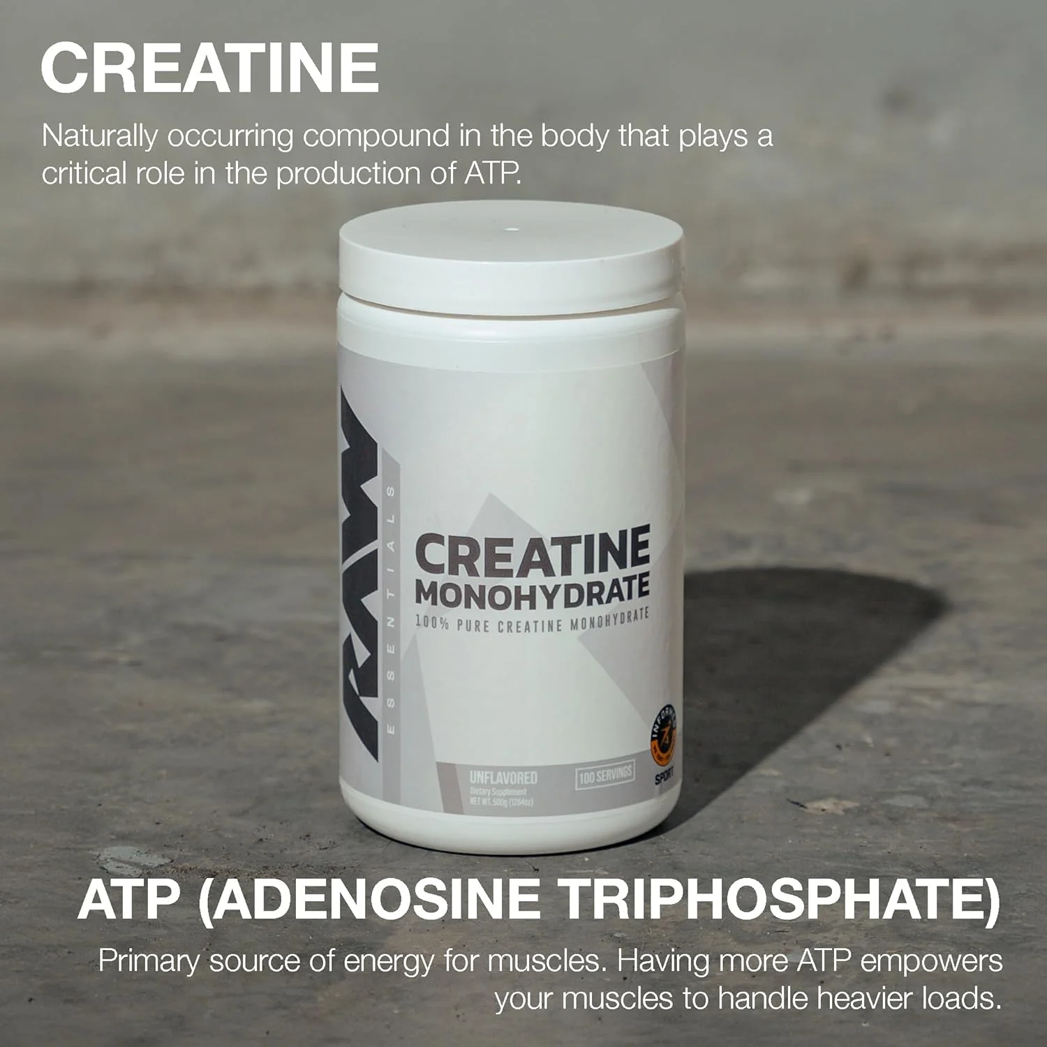 پودر کراتین مونوهیدرات Raw Nutrition، بدون طعم (30 سروینگ) - مکمل کراتین مونوهیدرات میکرونیزه برای عملکرد ورزشی، عضله سازی و افزایش قدرت - پودر کراتین برای مردان و زنان