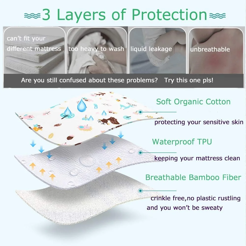 پد تخت ضد آب کودک COZUMO، پدهای شستشوی تخت خواب برای کودکان و نوپایان، پد آموزش توالت، تشک ضد آب کودک برای پارک بازی/تخت نوزاد/تخت کوچک، زیراندازهای بی اختیاری قابل استفاده مجدد برای کودکان/بزرگسالان/حیوانات خانگی