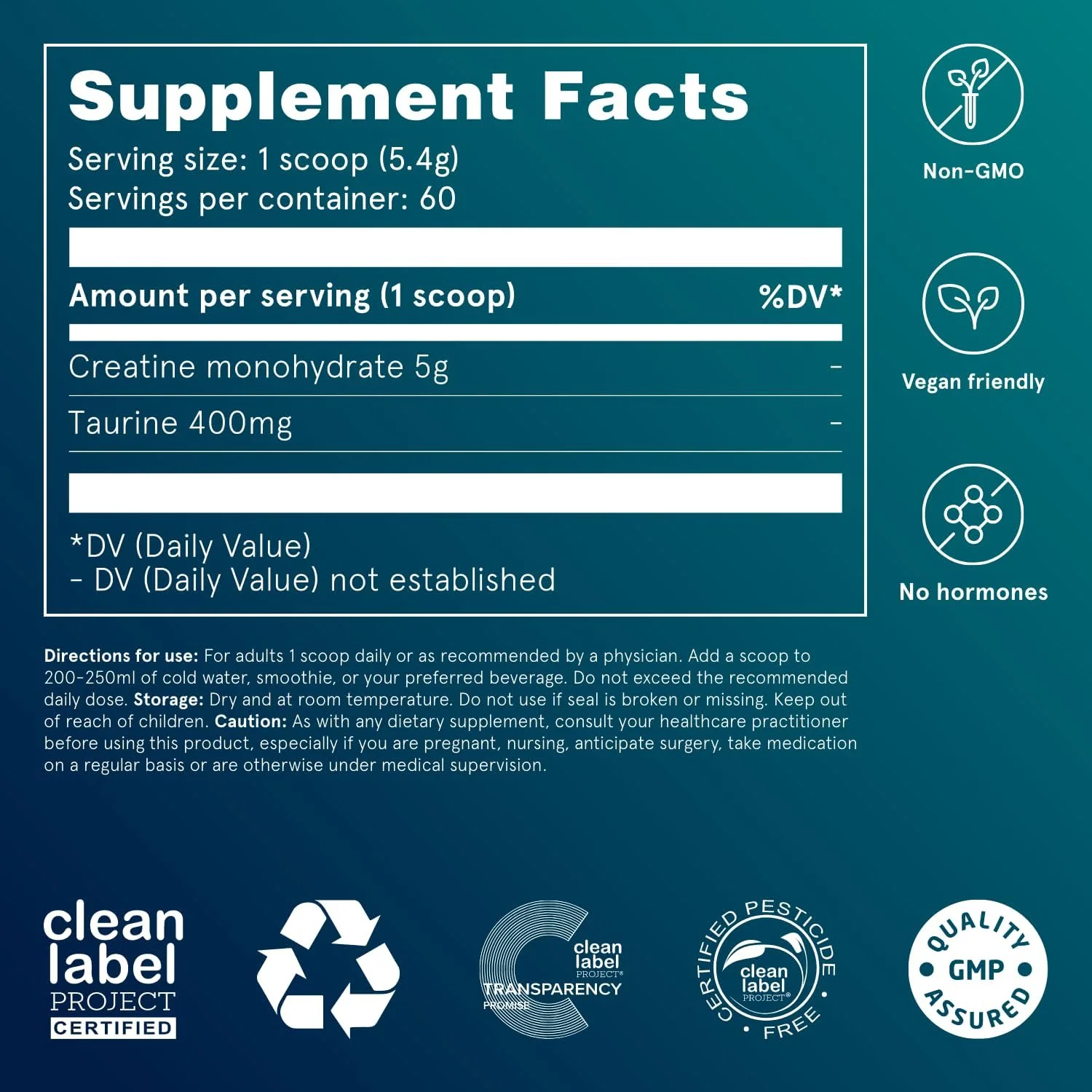 پودر کراتین مونوهیدرات Puori با تورین - پودر کراتین بدون طعم، مکمل قبل از تمرین برای مردان و زنان - عضله ساز، افزایش عملکرد تمرین و قدرت - 60 سروینگ