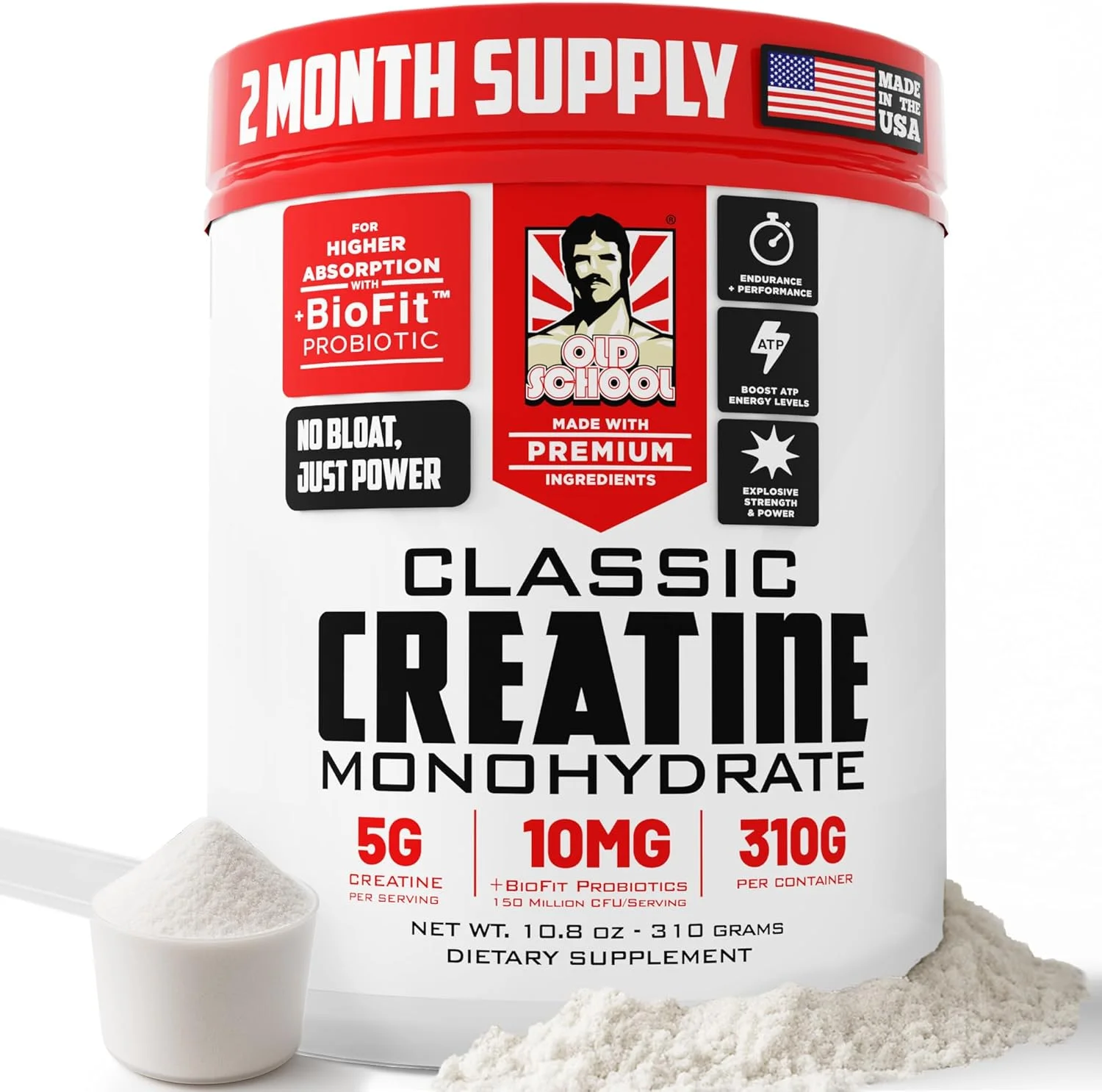 Old School Labs کراتین کلاسیک - اولین کراتین مونوهیدرات غنی شده با پروبیوتیک در جهان برای افزایش حجم عضلات، قدرت، تقویت سیستم ایمنی، سلامت مغز و بهبود عملکرد روده، بدون طعم، پودر 300 گرمی به همراه پیمانه Old School Labs کراتین کلاسیک - اولین کراتین مونوهیدرات غنی شده با پروبیوتیک در جهان برای افزایش حجم عضلات، قدرت، تقویت سیستم ایمنی، سلامت مغز و بهبود عملکرد روده، بدون طعم، پودر 300 گرمی به همراه پیمانه