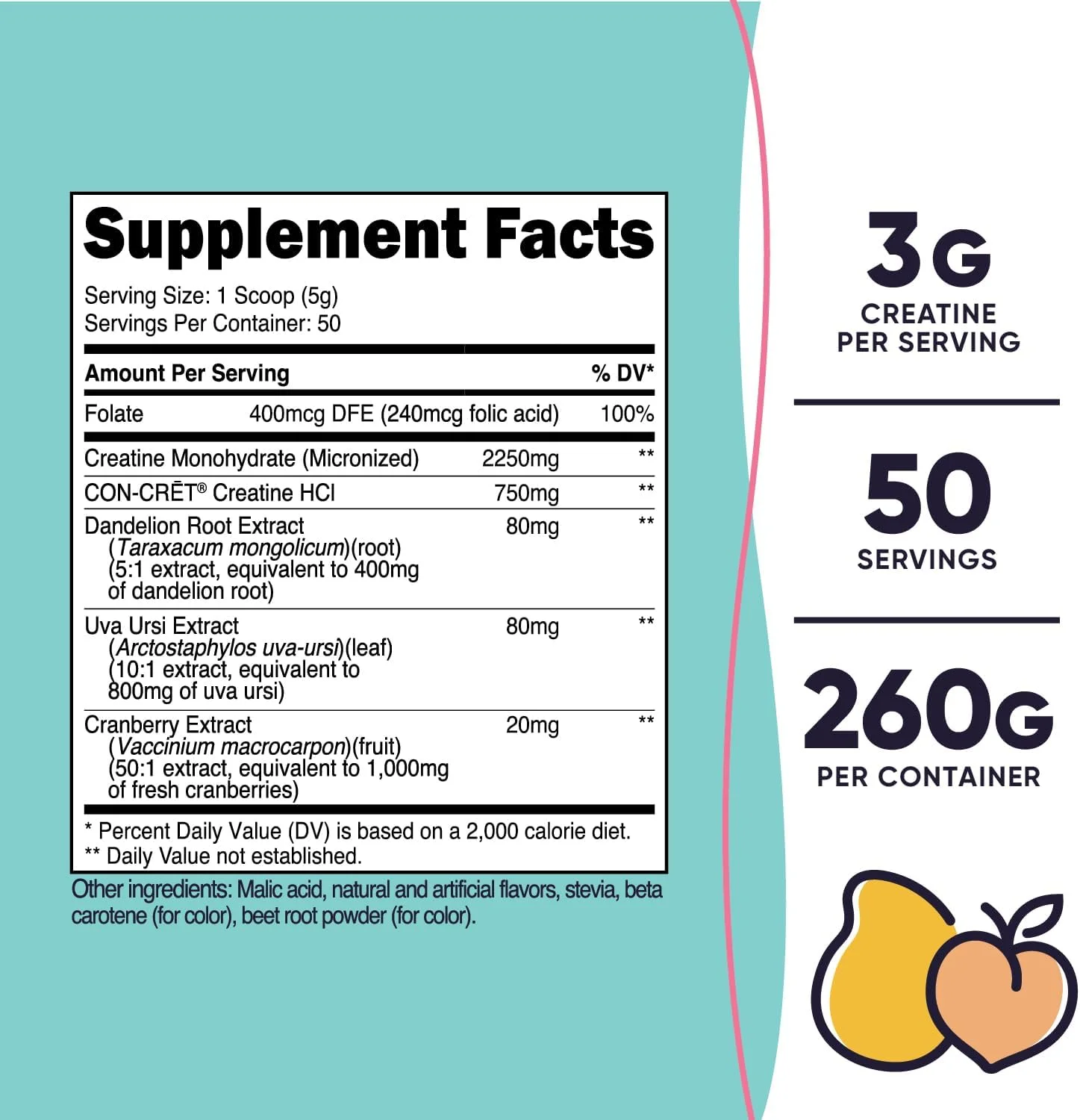 پودر کراتین مونوهیدرات نوتری‌کاست برای زنان، میکرونیزه، طعم هلو انبه، 50 سروینگ - گیاهی، غیر GMO، بدون گلوتن