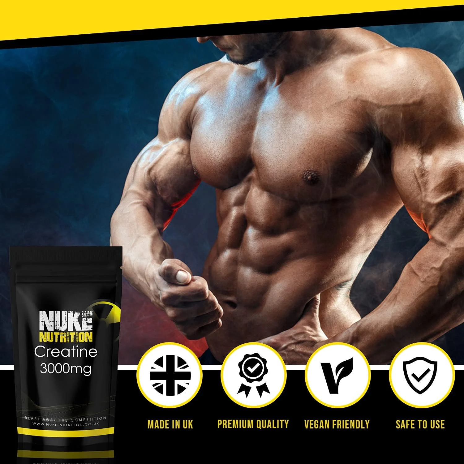 Nuke Nutrition Creatine Tablets 3000mg - 120 Tablets - Pure Creatine Monohydrate Supplements Boost Muscle Mass, Bulk & Strength - Excellent Pre Workout for Men & Women - Boost Energy & Performance