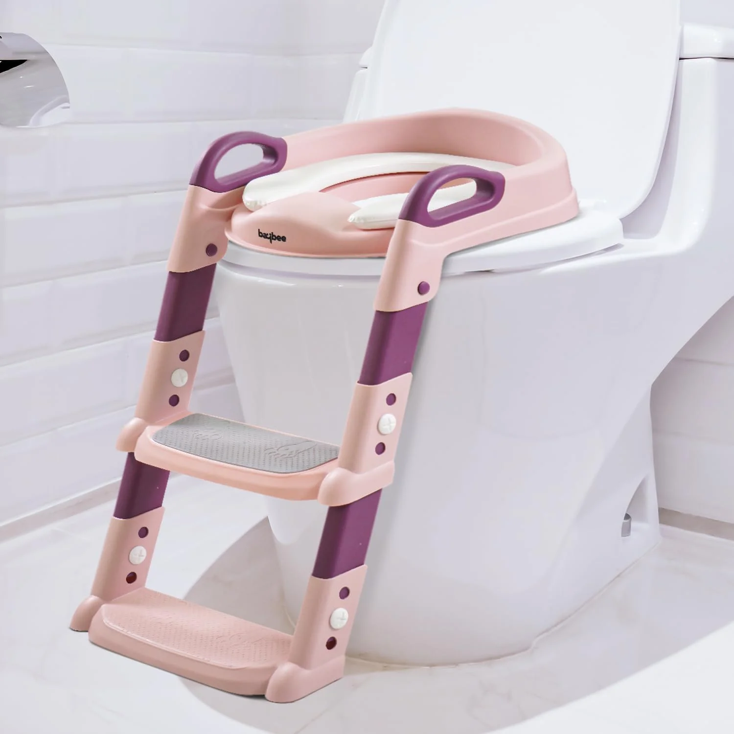 Baybee Aura Western Toilet Potty Seat for Kids, Baby Potty Training Seat Chair with Ladder, Adjustable Step Height, Cushion Seat | Kids Toilet Seat | Potty Seat for 1-8 Years Child Boy Girl (Pink) Baybee Aura Western Toilet Potty Seat for Kids, Baby Potty Training Seat Chair with Ladder, Adjustable Step Height, Cushion Seat | Kids Toilet Seat | Potty Seat for 1-8 Years Child Boy Girl (Pink)