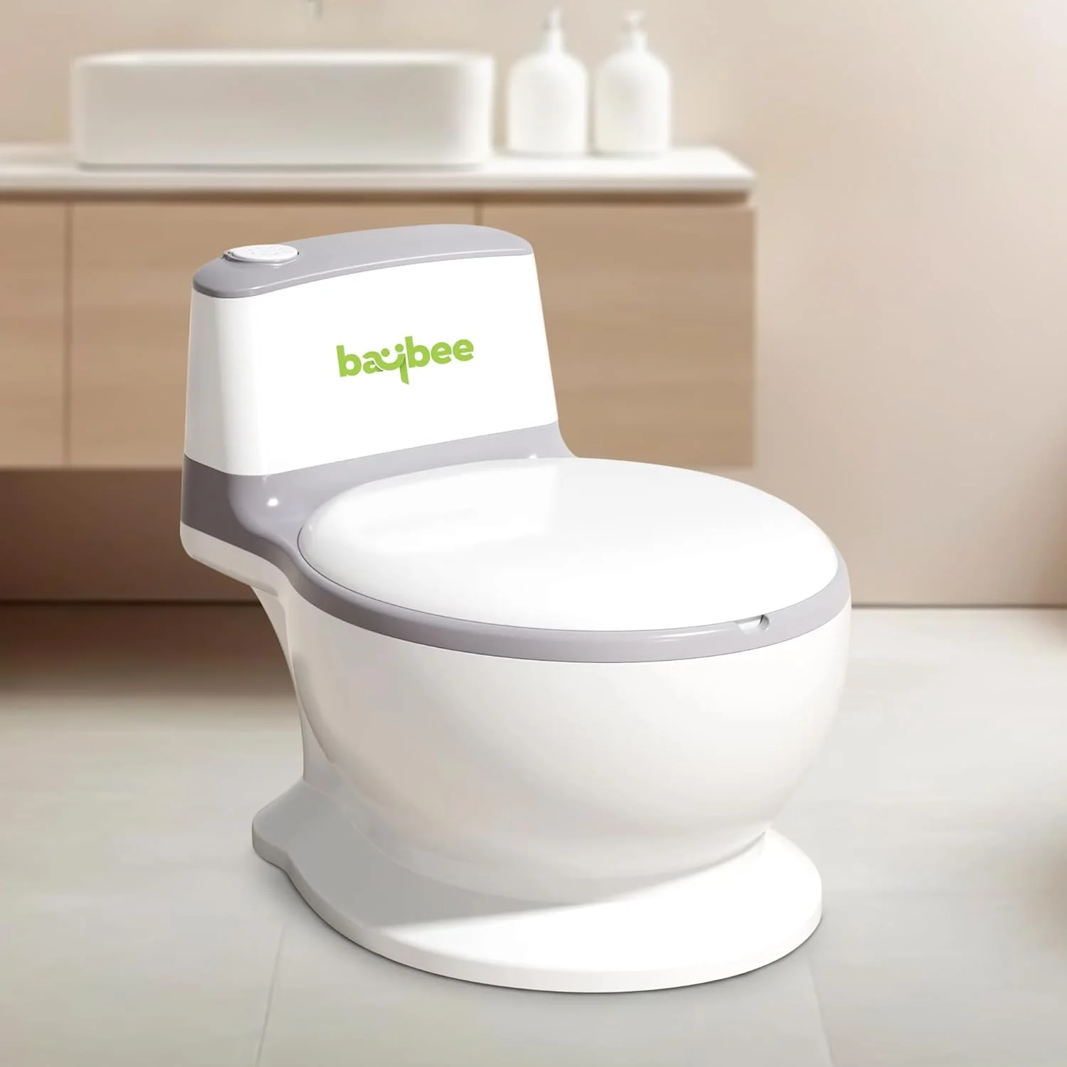 صندلی توالت فرنگی کودک Baybee Lasso، صندلی آموزشی توالت کودک با پایه ضد لغزش، محافظ پاشش و صندلی کوسن دار | صندلی توالت کودک | صندلی توالت فرنگی برای کودک 2-5 ساله (خاکستری)