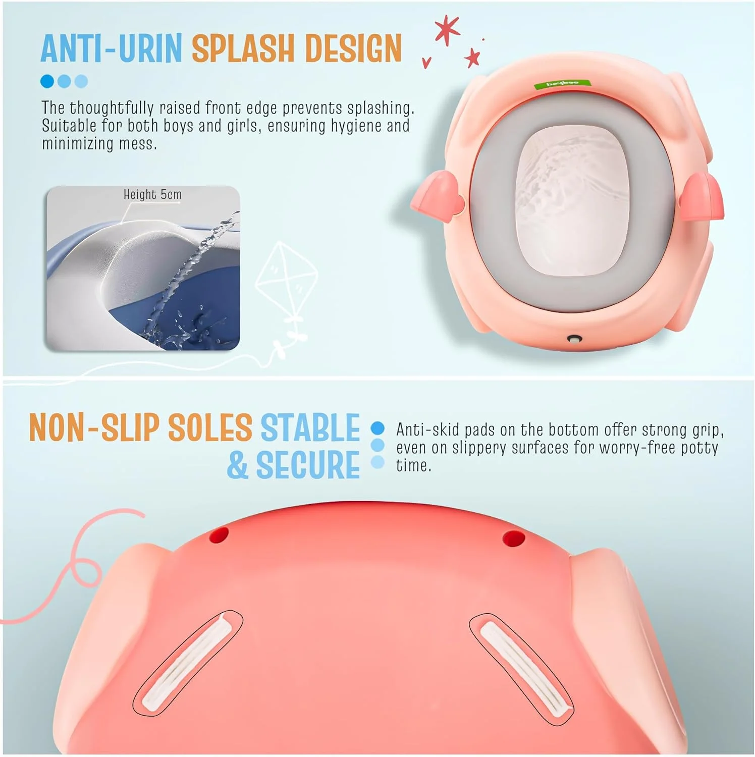 Baybee Western Baby Potty Training Seat for Kids- Potty Toilet Seat for kids | Non-Slip with Splash Guard, RGB Light & Music | Baby Potty Seat for Toddlers Kids 1-5 Years (Pink) Baybee Western Baby Potty Training Seat for Kids- Potty Toilet Seat for kids | Non-Slip with Splash Guard, RGB Light & Music | Baby Potty Seat for Toddlers Kids 1-5 Years (Pink)