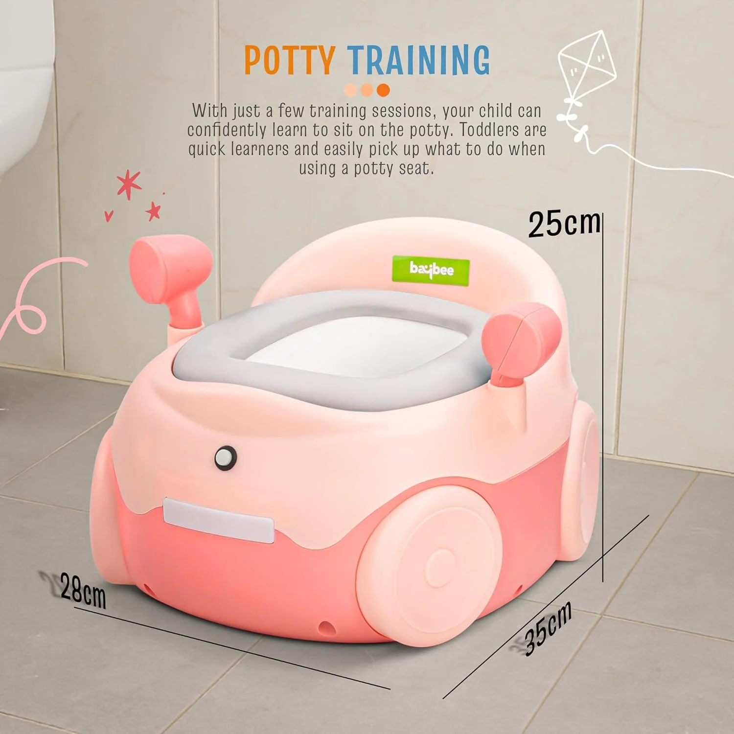Baybee Western Baby Potty Training Seat for Kids- Potty Toilet Seat for kids | Non-Slip with Splash Guard, RGB Light & Music | Baby Potty Seat for Toddlers Kids 1-5 Years (Pink) Baybee Western Baby Potty Training Seat for Kids- Potty Toilet Seat for kids | Non-Slip with Splash Guard, RGB Light & Music | Baby Potty Seat for Toddlers Kids 1-5 Years (Pink)