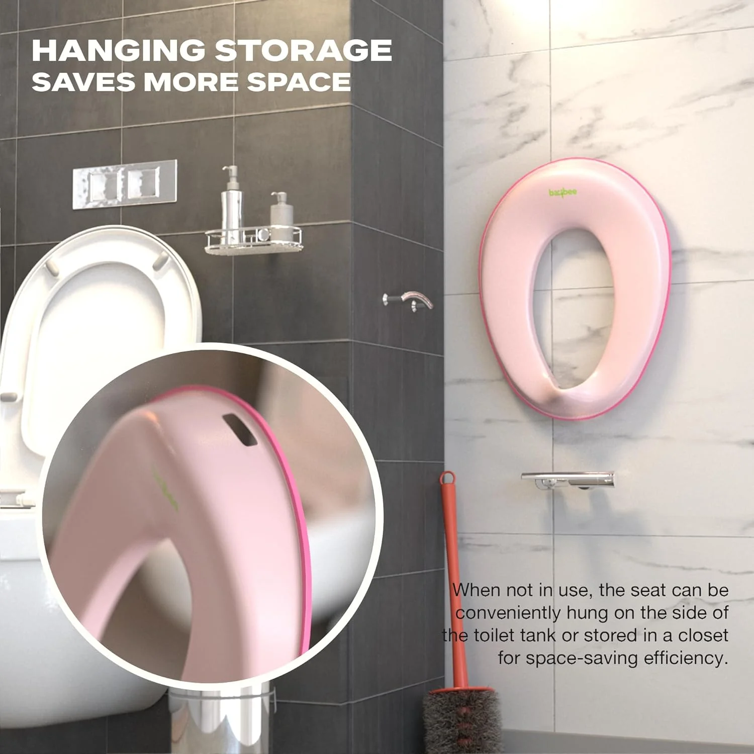 صندلی آموزشی توالت فرنگی کودک Baybee Citrea، صندلی توالت فرنگی قابل حمل برای کودکان، صندلی توالت فرنگی با نوار ضد لغزش، صندلی توالت کودک برای نوزادان 1 تا 5 سال دختر و پسر (صورتی)