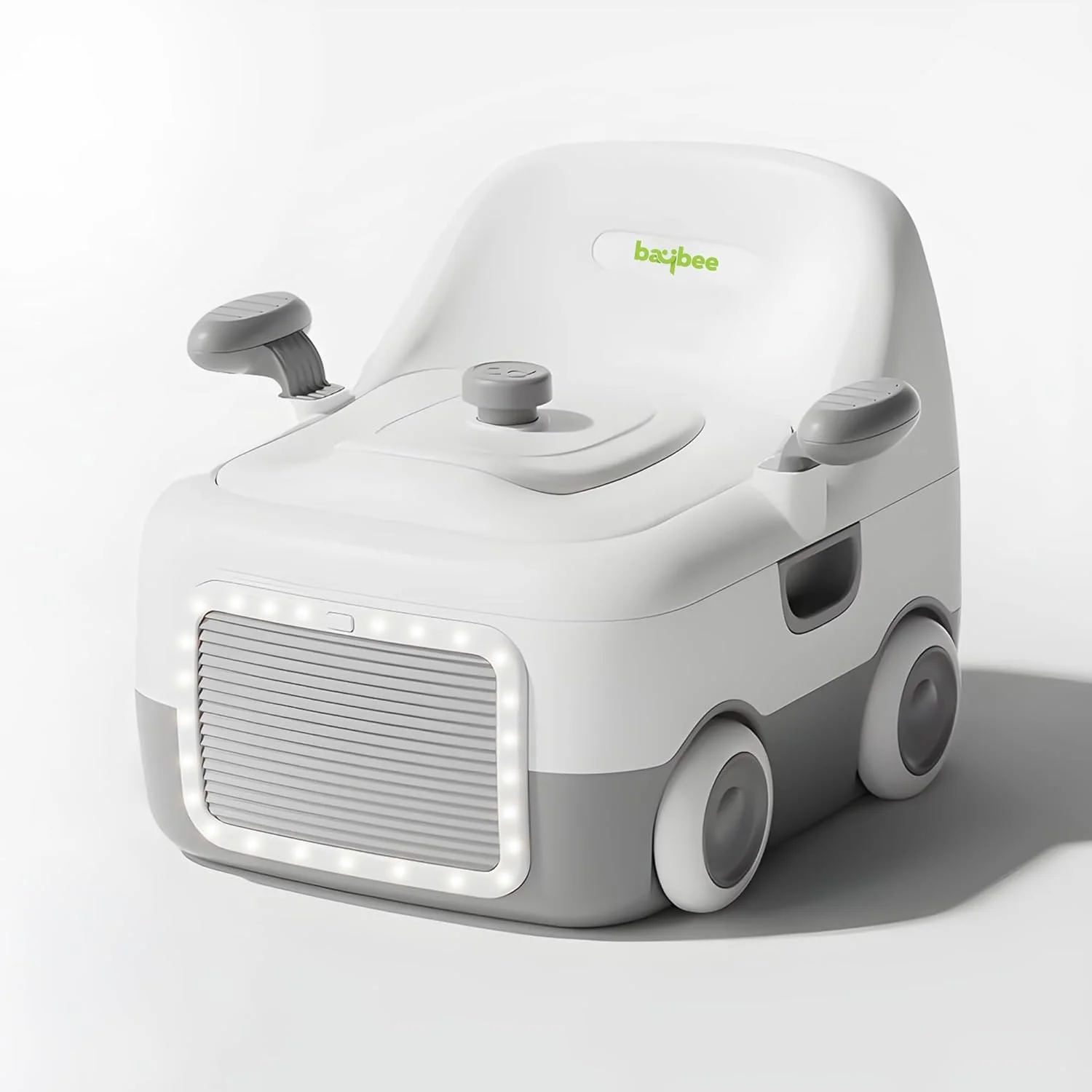 صندلی آموزشی توالت کودک 3 در 1 Baybee - صندلی توالت کودک با چراغ LED، دستگیره، کوسن PU و درب بسته شو | صندلی توالت کودک نوپا 1-5 سال (خاکستری)