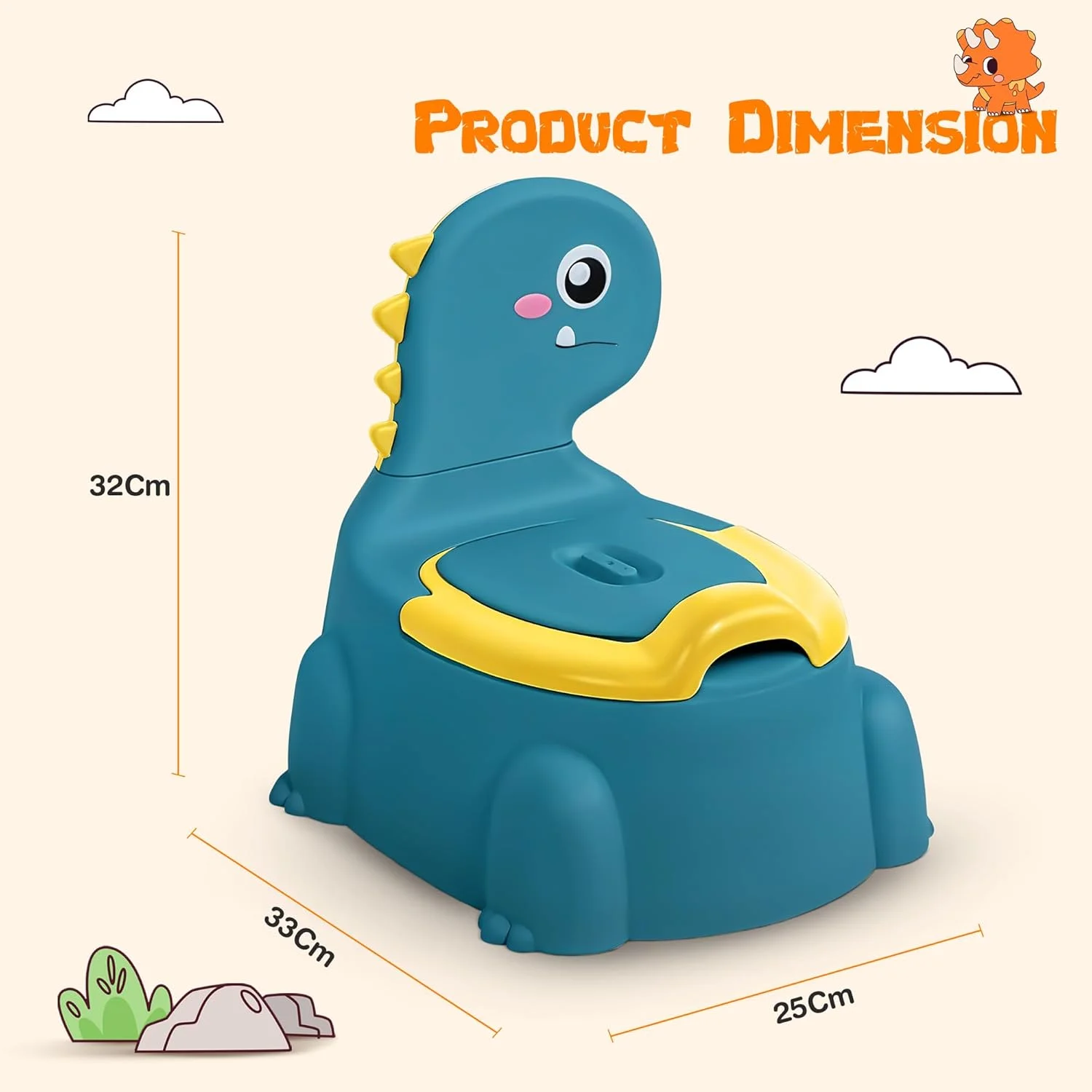 صندلی آموزشی توالت فرنگی کودک Baybee Dino - صندلی توالت فرنگی واقعی با سینی جداشدنی | صندلی توالت فرنگی کودک - صندلی توالت فرنگی کودک | صندلی توالت فرنگی کودک نوپا 1-3 سال پسر دختر (آبی)