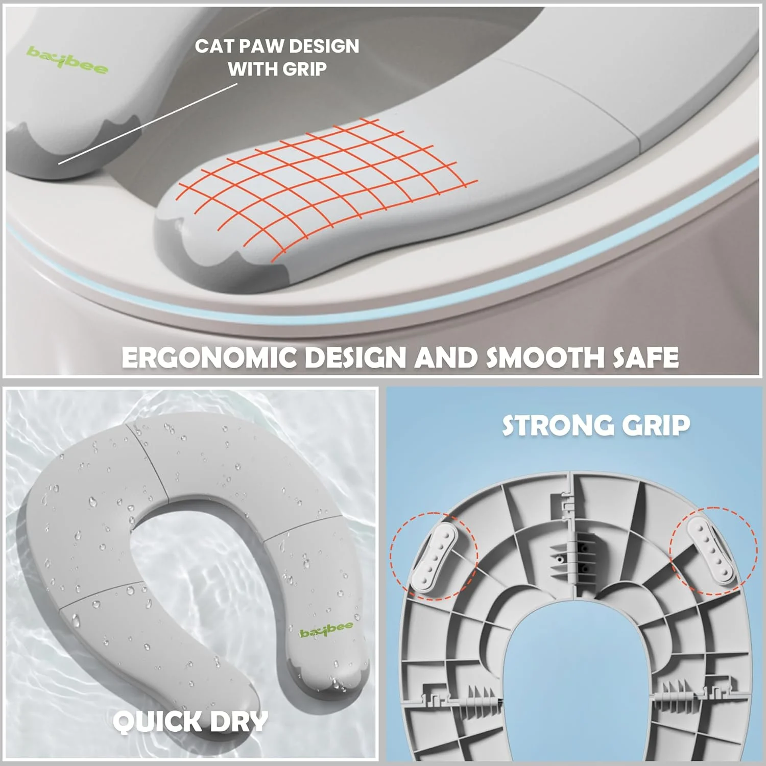 صندلی آموزشی توالت فرنگی کودک Baybee، صندلی توالت فرنگی قابل حمل کودک با نوار ضد لغزش، صندلی توالت فرنگی کودک برای نوزادان 1 تا 5 ساله پسران دختران (خاکستری) صندلی آموزشی توالت فرنگی کودک Baybee، صندلی توالت فرنگی قابل حمل کودک با نوار ضد لغزش، صندلی توالت فرنگی کودک برای نوزادان 1 تا 5 ساله پسران دختران (خاکستری)