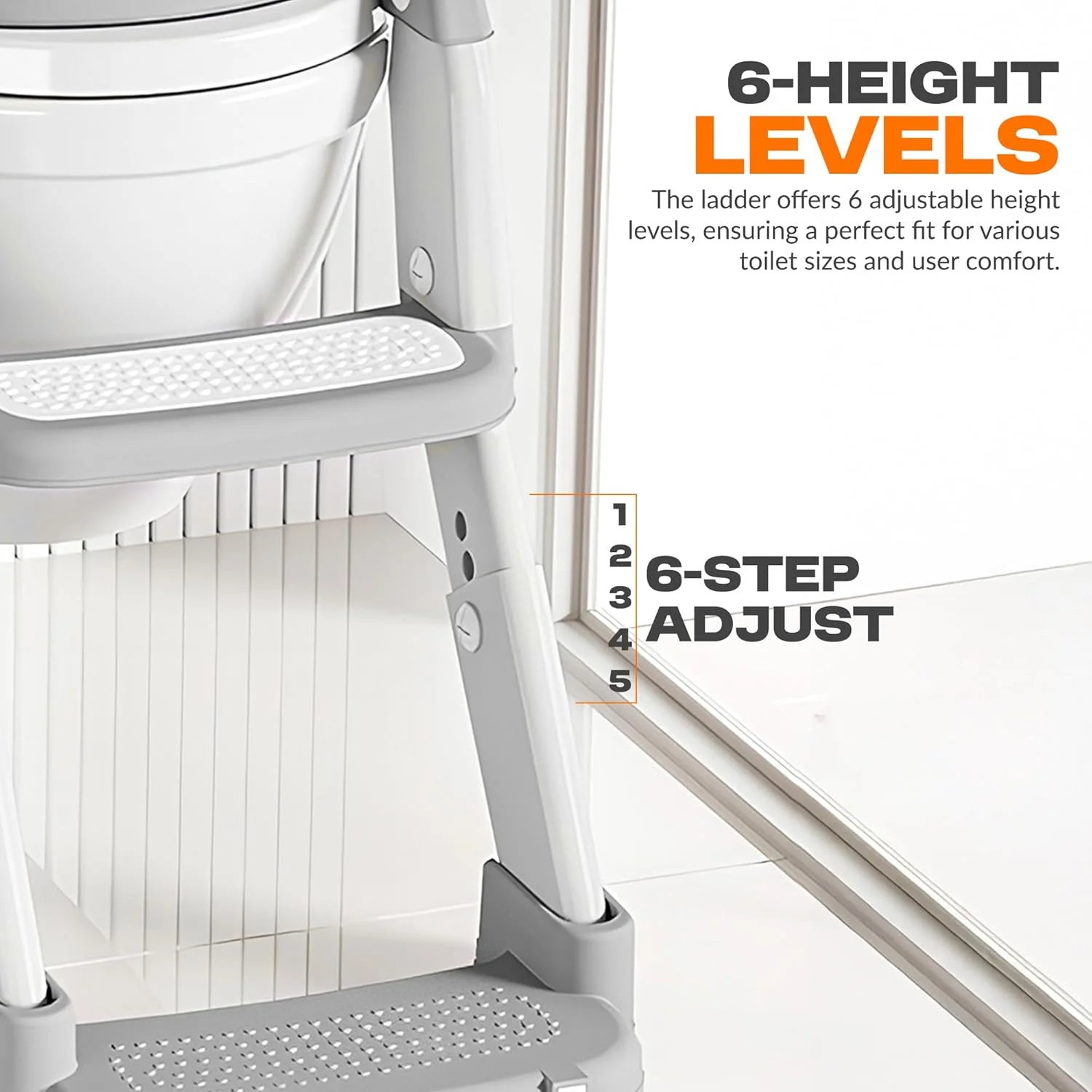 صندلی آموزشی توالت کودک Baybee Wobble مدل 3 در 1 با نردبان، صندلی آموزشی توالت کودک با محافظ پاشش و نشیمنگاه نرم | صندلی توالت کودک نوپا | صندلی آموزشی توالت برای پسران و دختران 1 تا 8 سال (خاکستری)