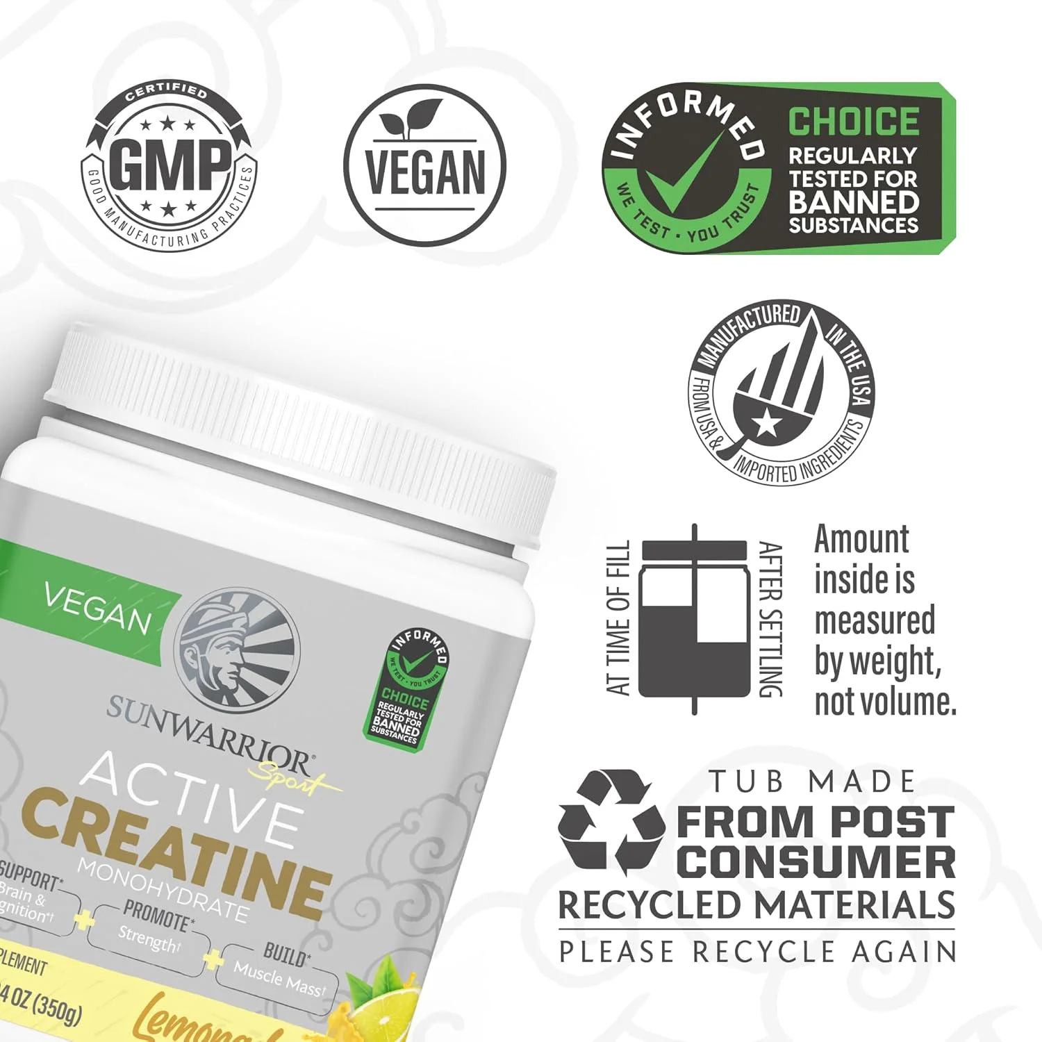 پودر کراتین مونوهیدرات میکرونیزه مکمل قبل از تمرین و ریکاوری | پشتیبانی از عضله سازی، تمرینات قدرتی و شناخت | وگان و مناسب کتو، به راحتی مخلوط می شود (50 سروینگ) کراتین فعال با طعم لیموناد