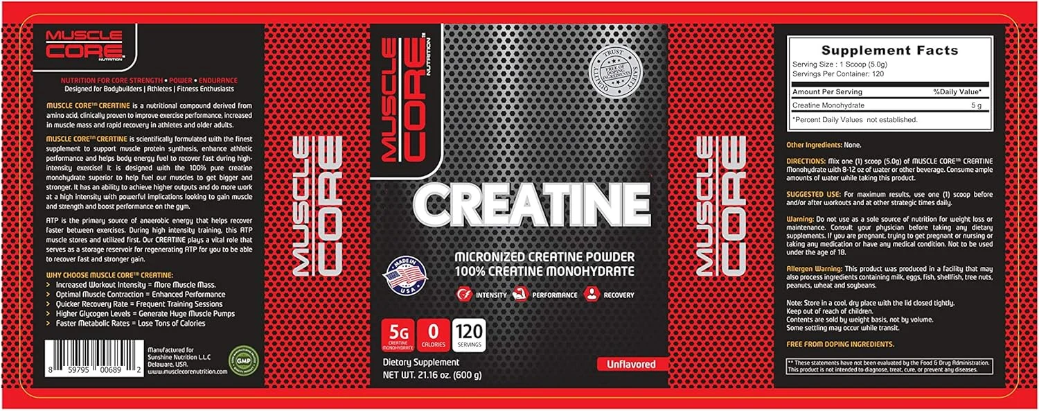 کراتین ماسل کور نوتریشن، 120 سروینگ، 600 گرم، بدون طعم