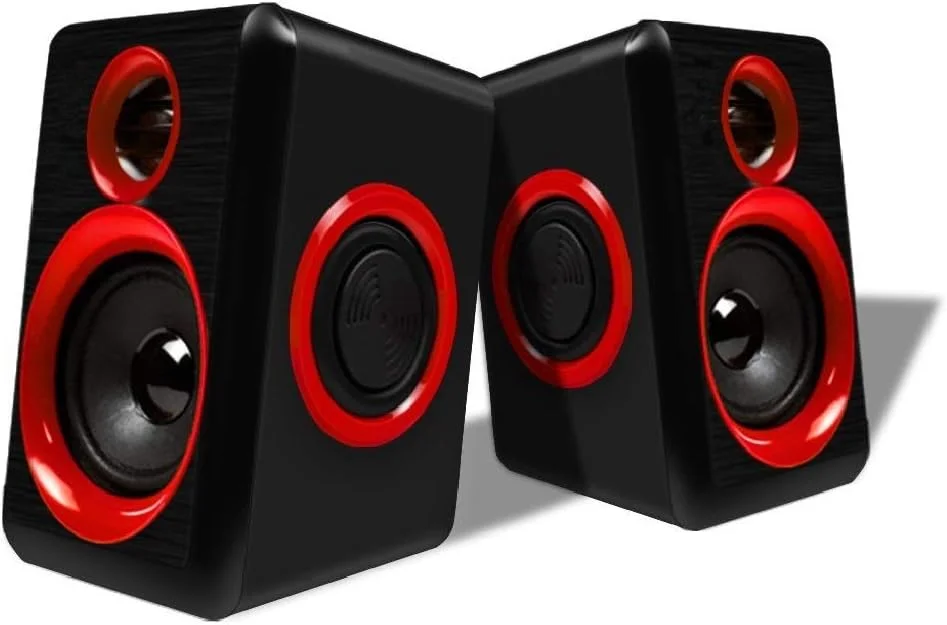 اسپیکر کامپیوتر فراگیر HANXYAAS با باس عمیق، اسپیکر چند رسانه ای سیمی USB برای لپ تاپ های PC، دارای چهار دیافراگم بلندگوی داخلی (قرمز) اسپیکر کامپیوتر فراگیر HANXYAAS با باس عمیق، اسپیکر چند رسانه ای سیمی USB برای لپ تاپ های PC، دارای چهار دیافراگم بلندگوی داخلی (قرمز)