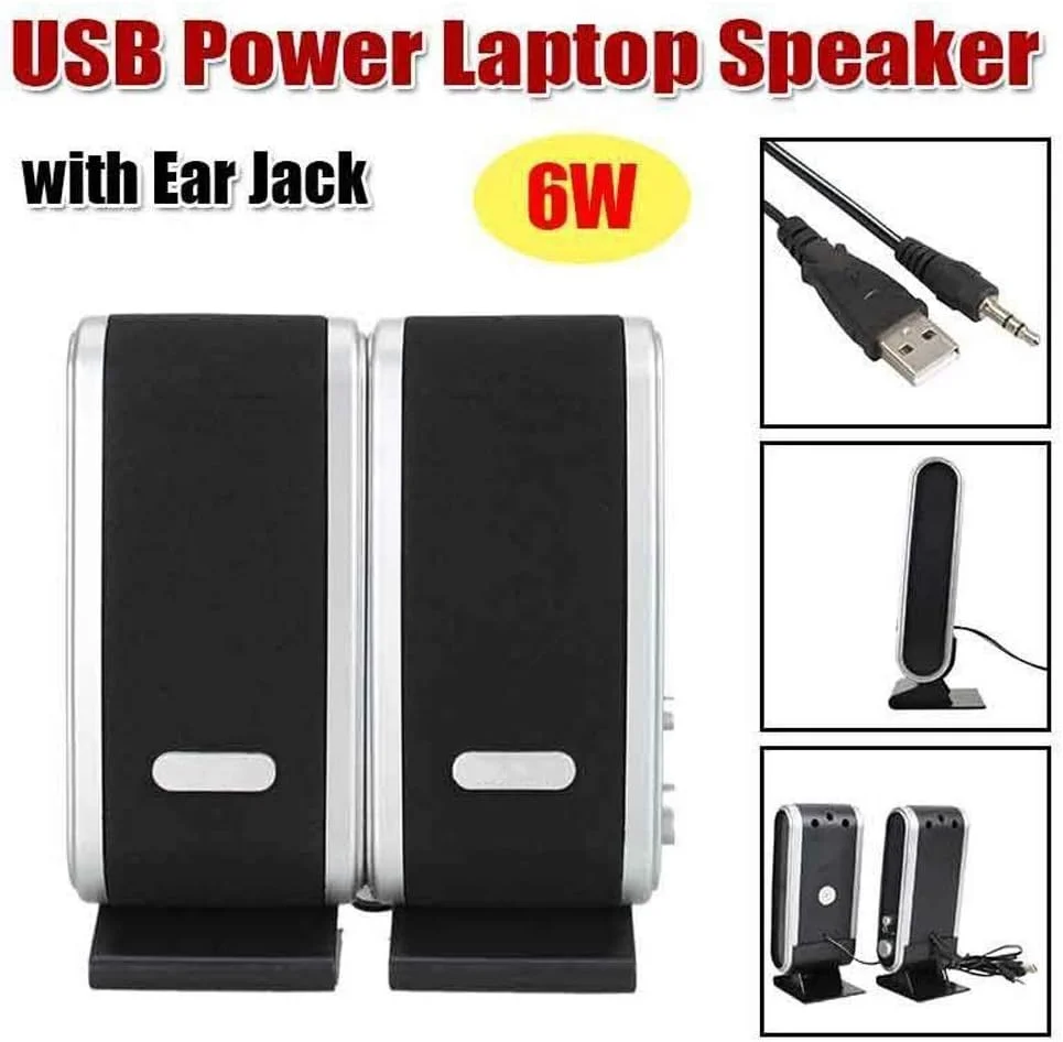 اسپیکر سیمی USB2.0 6W هانزالا برای کامپیوتر و لپ تاپ، استریو با جک صوتی 3.5 میلی متری