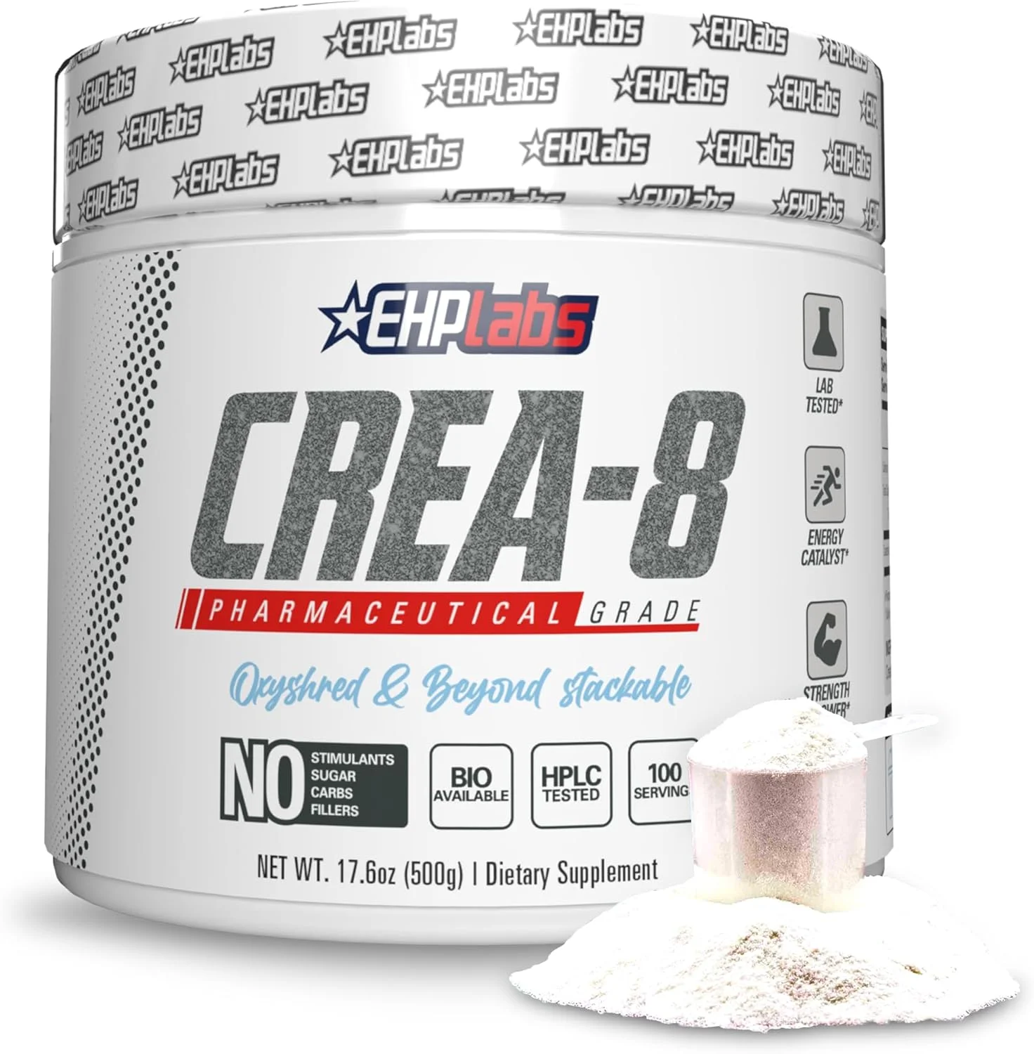 کراتین مونوهیدرات EHP LABS CREA-8 (500 گرم) افزایش حجم عضلانی بدون چربی، بهبود قدرت و توان، تسریع ریکاوری - 100 سروینگ