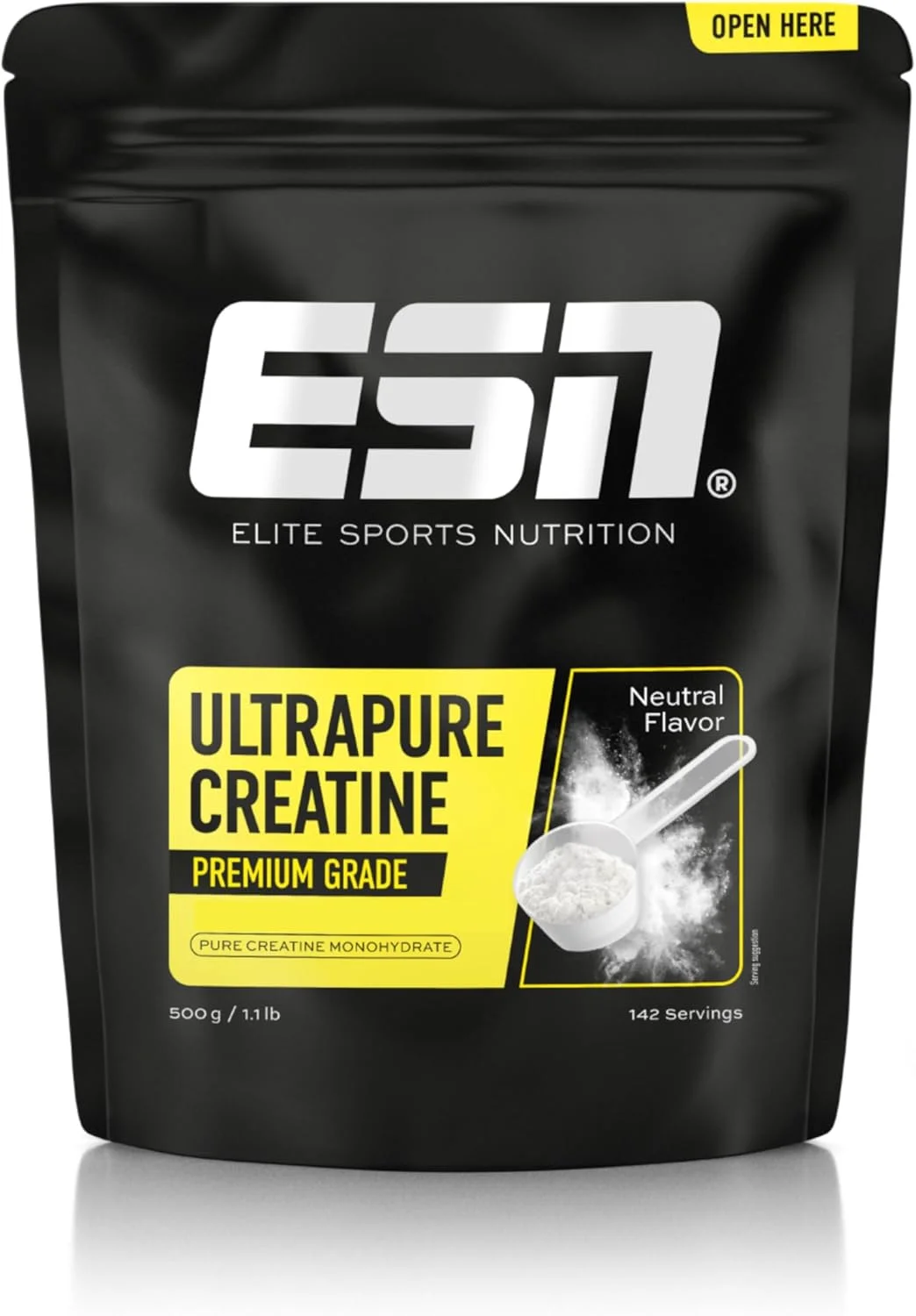 ESN Ultrapure Creatine Monohydrate - Able to increase physical performance during short, high-intensity phases - 500g