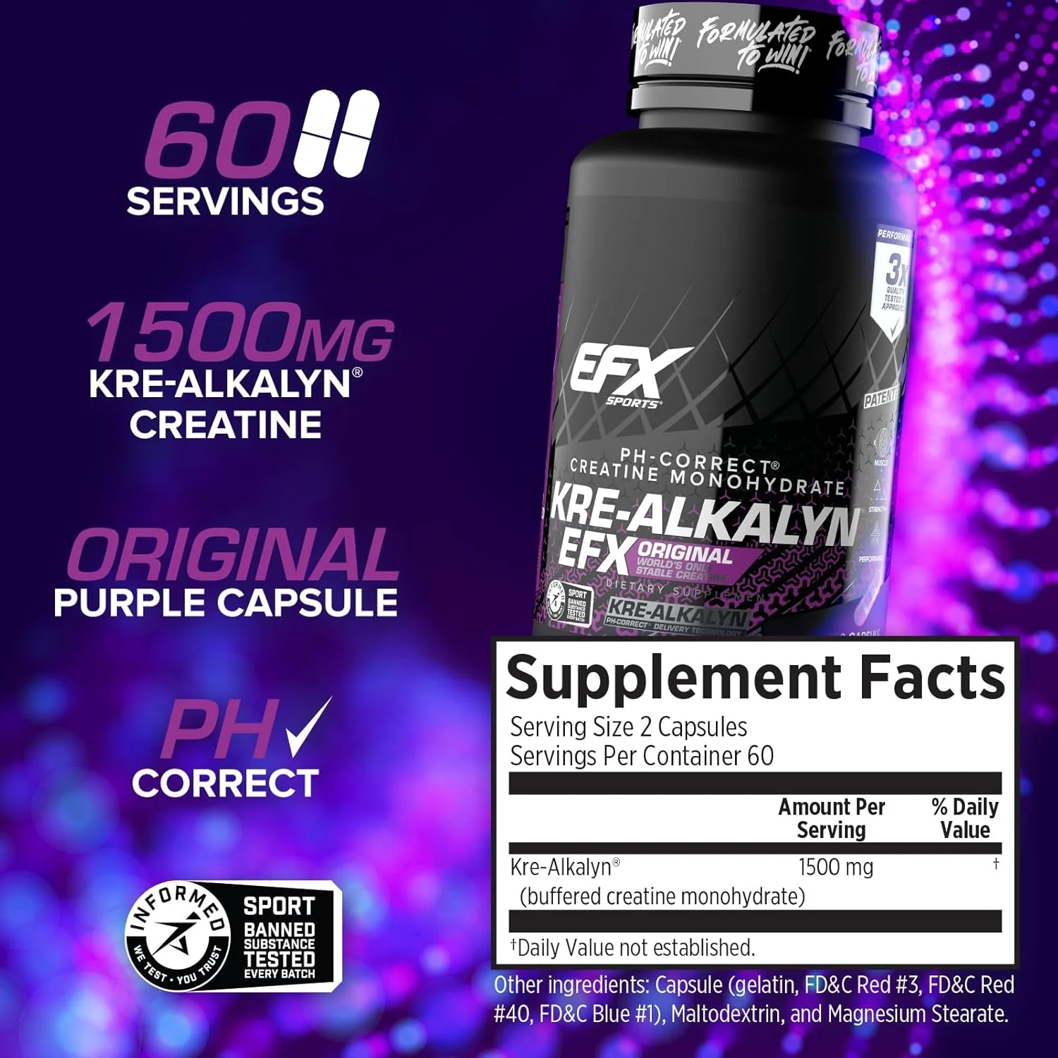 ای اف ایکس اسپورتس، Kre-Alkalyn EFX، 120 کپسول
