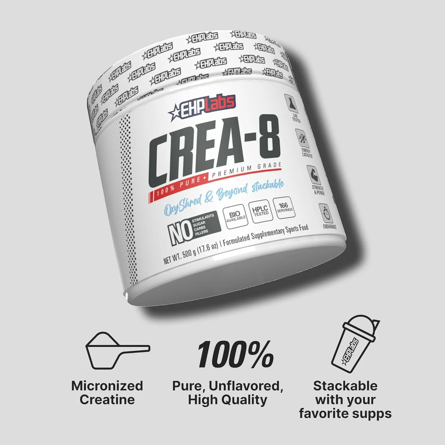 کراتین مونوهیدرات EHP LABS CREA-8 (500 گرم) افزایش حجم عضلانی بدون چربی، بهبود قدرت و توان، تسریع ریکاوری - 100 سروینگ
