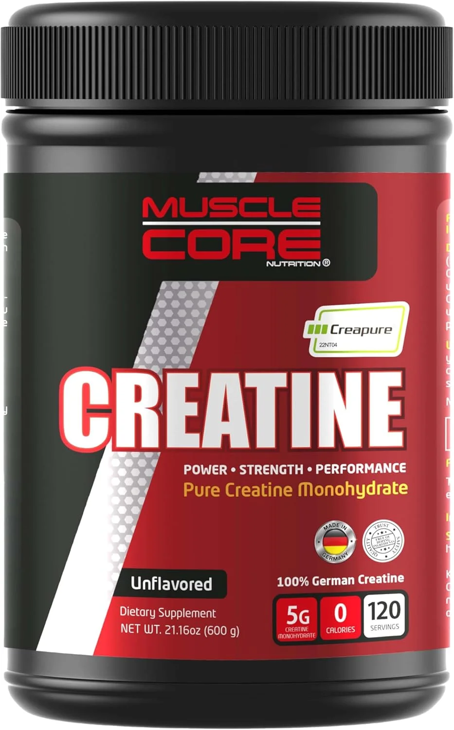 کراتین Muscle Core (Creapure®) | کراتین مونوهیدرات 100% خالص | کمک به افزایش حجم عضلات و عملکرد | بدون طعم | 600 گرم (120 سروینگ)