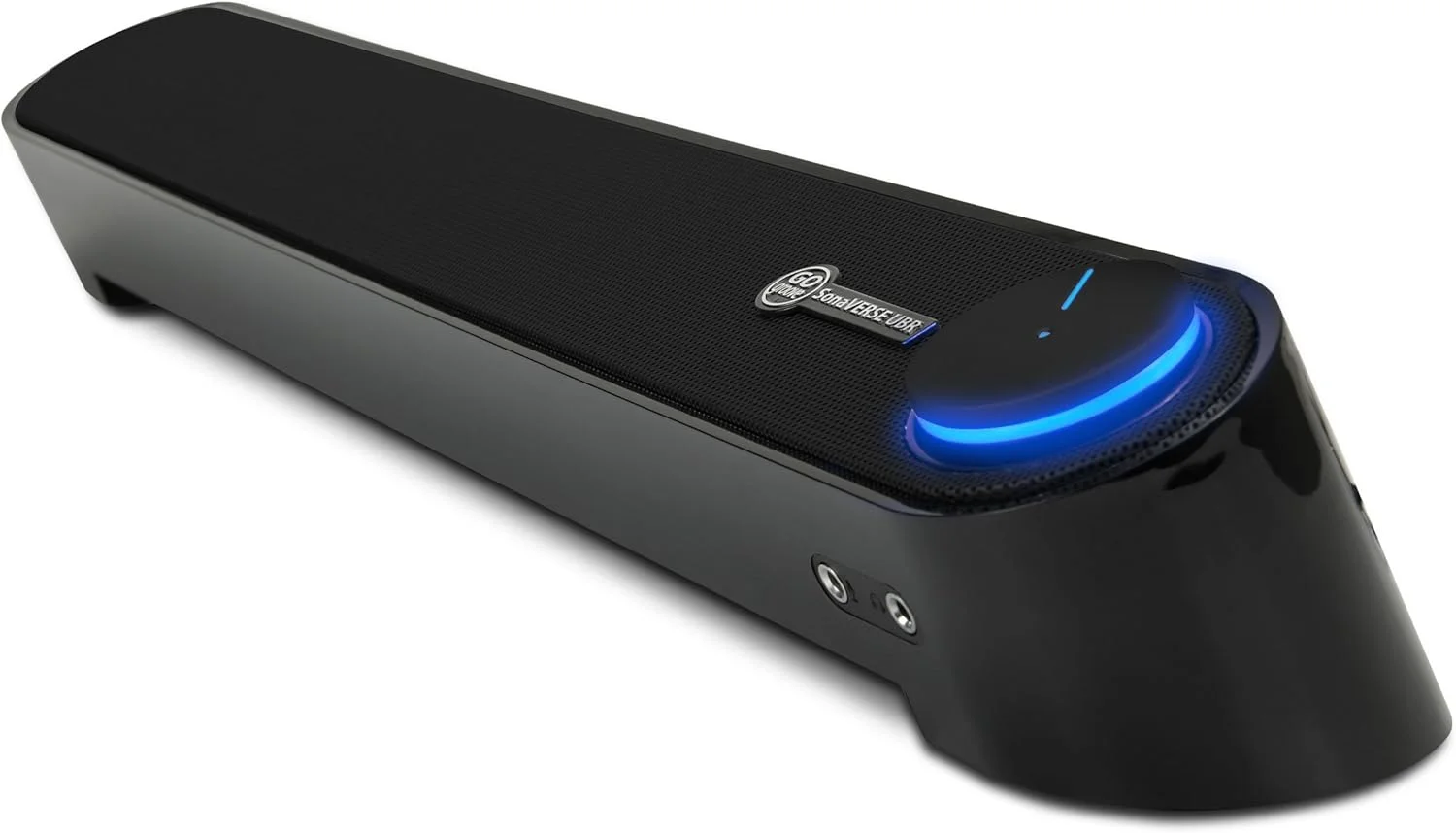 اسپیکر کامپیوتر USB مینی ساندبار GOgroove - ساندبار دسکتاپ SonaVERSE UBR زیر مانیتوری با پورت های هدفون و میکروفون، دکمه تنظیم صدا LED داخلی، راه اندازی آسان با سیم USB (مشکی)