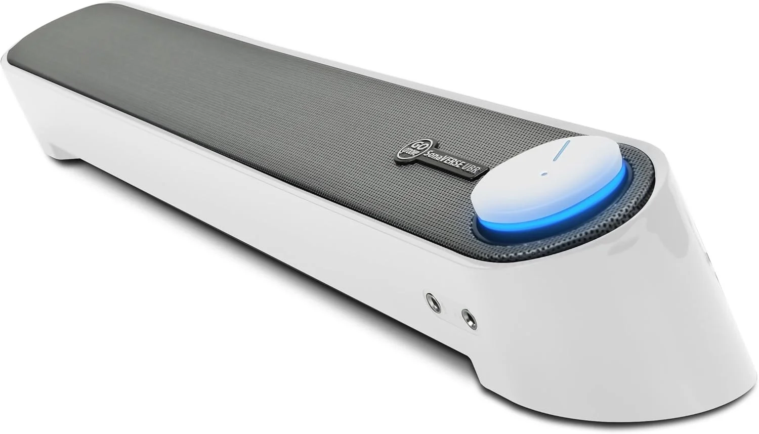 اسپیکر ساندبار کامپیوتر USB مدل GOgroove SonaVERSE UBR - مینی ساندبار رومیزی با طراحی صرفه جویی در فضا، USB برای تامین برق، جک هدفون AUX سیمی، پورت میکروفون و کنترل صدا LED (سفید)