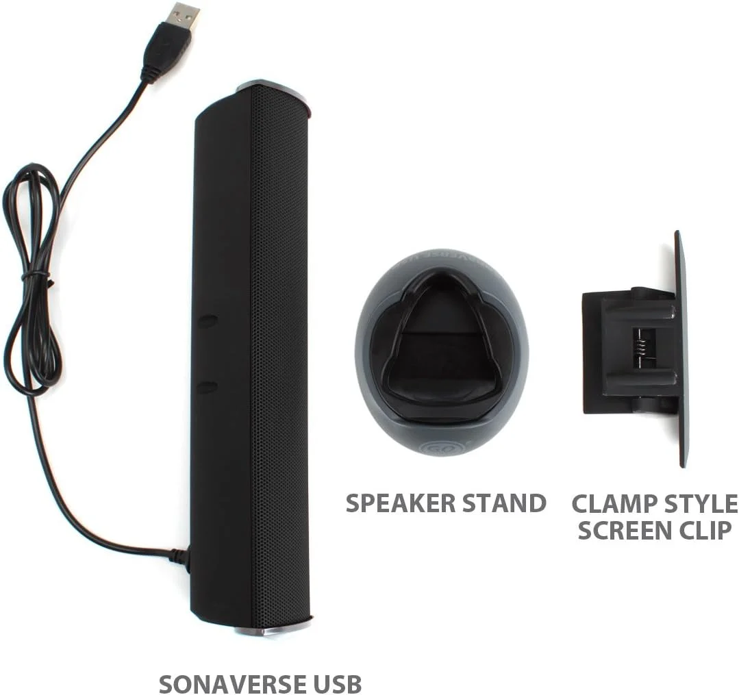 اسپیکر USB مدل GOgroove SonaVERSE برای لپ تاپ - مینی ساندبار USB با طراحی گیره ای و قابل حمل برای مانیتور، یک کابل برای ورودی صدای دیجیتال و برق (مشکی) اسپیکر USB مدل GOgroove SonaVERSE برای لپ تاپ - مینی ساندبار USB با طراحی گیره ای و قابل حمل برای مانیتور، یک کابل برای ورودی صدای دیجیتال و برق (مشکی)