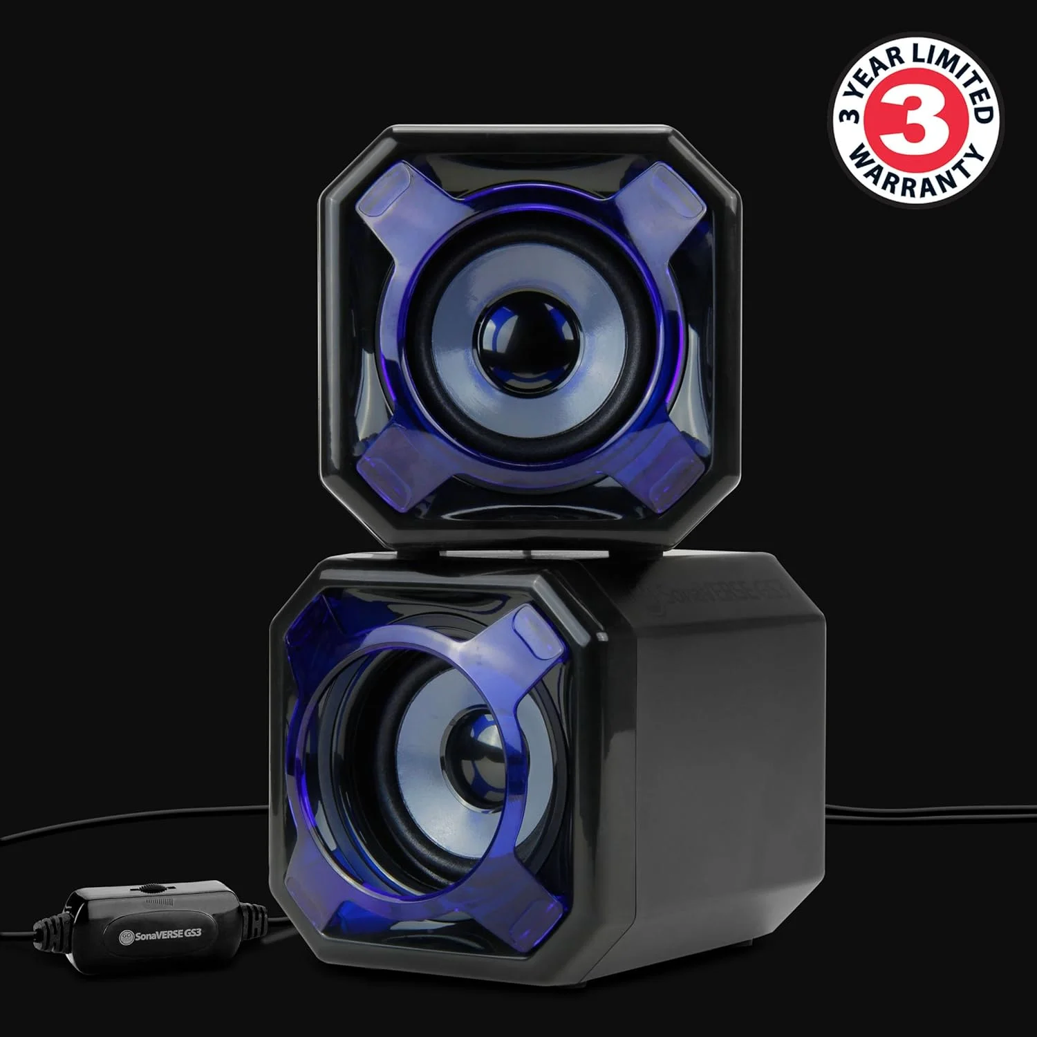 اسپیکر کامپیوتر USB دار GOgroove SonaVERSE GS3 با ورودی AUX سیمی 3.5 میلیمتری، رادیاتورهای باس 60 میلیمتری، دکمه تنظیم صدا و توریهای رنگی قابل تعویض (قرمز، سبز، آبی) برای کامپیوتر، دسکتاپ و لپتاپ اسپیکر کامپیوتر USB دار GOgroove SonaVERSE GS3 با ورودی AUX سیمی 3.5 میلیمتری، رادیاتورهای باس 60 میلیمتری، دکمه تنظیم صدا و توریهای رنگی قابل تعویض (قرمز، سبز، آبی) برای کامپیوتر، دسکتاپ و لپتاپ