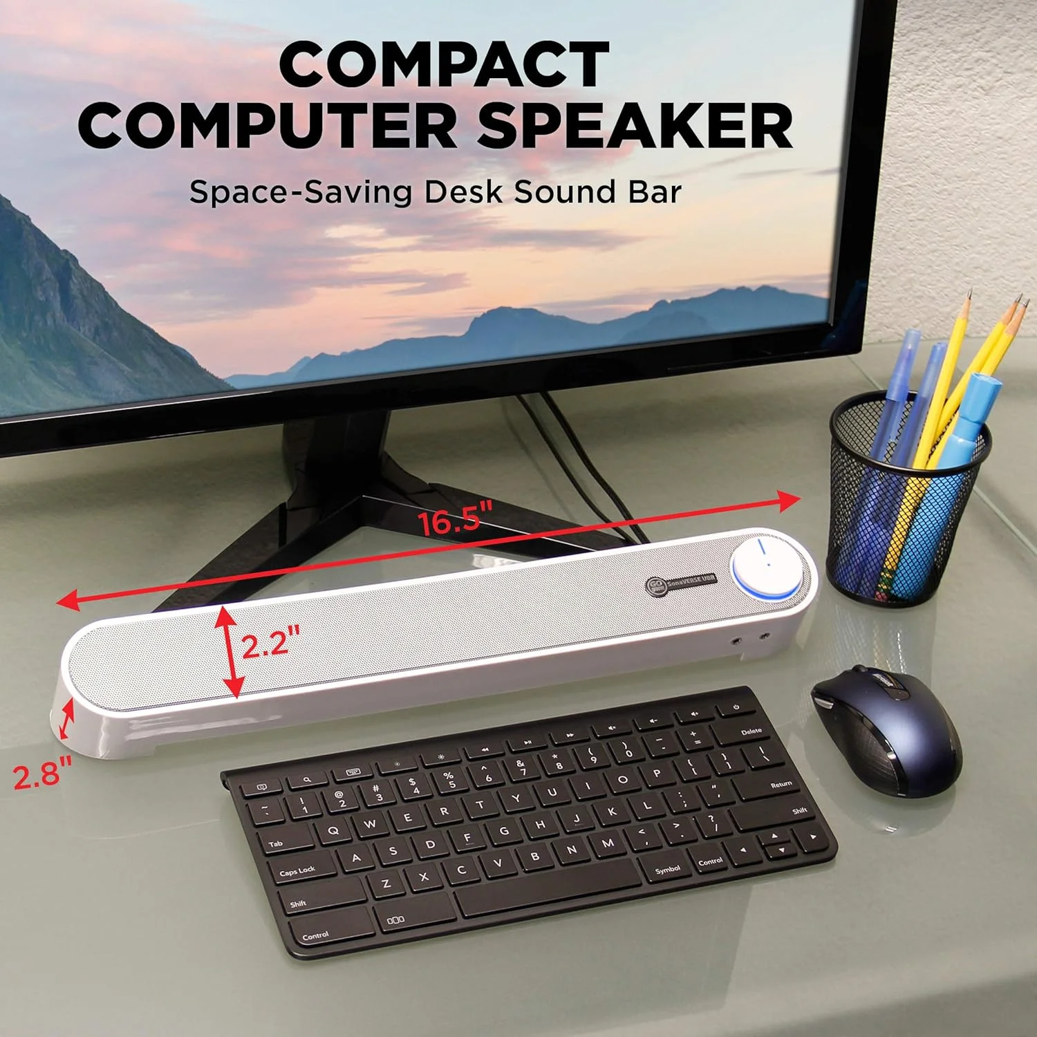 اسپیکر ساندبار کامپیوتر USB مدل GOgroove SonaVERSE UBR - مینی ساندبار رومیزی با طراحی صرفه جویی در فضا، USB برای تامین برق، جک هدفون AUX سیمی، پورت میکروفون و کنترل صدا LED (سفید) اسپیکر ساندبار کامپیوتر USB مدل GOgroove SonaVERSE UBR - مینی ساندبار رومیزی با طراحی صرفه جویی در فضا، USB برای تامین برق، جک هدفون AUX سیمی، پورت میکروفون و کنترل صدا LED (سفید)