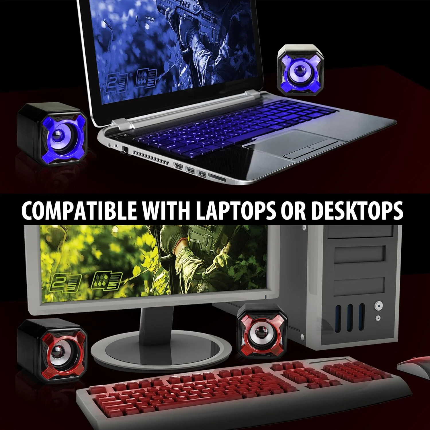 اسپیکر کامپیوتر USB دار GOgroove SonaVERSE GS3 با ورودی AUX سیمی 3.5 میلیمتری، رادیاتورهای باس 60 میلیمتری، دکمه تنظیم صدا و توریهای رنگی قابل تعویض (قرمز، سبز، آبی) برای کامپیوتر، دسکتاپ و لپتاپ اسپیکر کامپیوتر USB دار GOgroove SonaVERSE GS3 با ورودی AUX سیمی 3.5 میلیمتری، رادیاتورهای باس 60 میلیمتری، دکمه تنظیم صدا و توریهای رنگی قابل تعویض (قرمز، سبز، آبی) برای کامپیوتر، دسکتاپ و لپتاپ