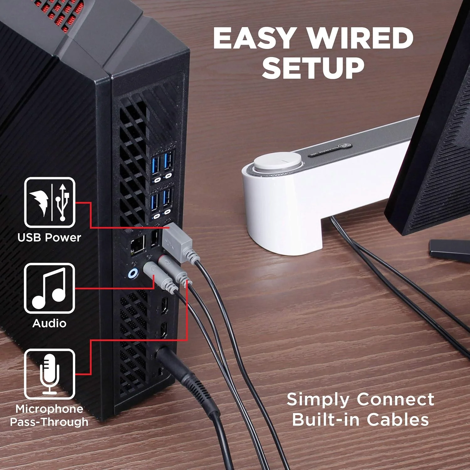 اسپیکر ساندبار کامپیوتر USB مدل GOgroove SonaVERSE UBR - مینی ساندبار رومیزی با طراحی صرفه جویی در فضا، USB برای تامین برق، جک هدفون AUX سیمی، پورت میکروفون و کنترل صدا LED (سفید) اسپیکر ساندبار کامپیوتر USB مدل GOgroove SonaVERSE UBR - مینی ساندبار رومیزی با طراحی صرفه جویی در فضا، USB برای تامین برق، جک هدفون AUX سیمی، پورت میکروفون و کنترل صدا LED (سفید)
